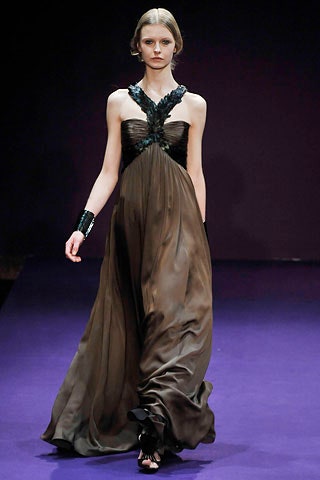black brown silk sleeveless gown