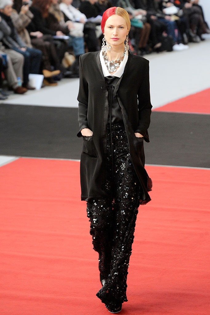 black sequin fitted straight-leg shiny pants