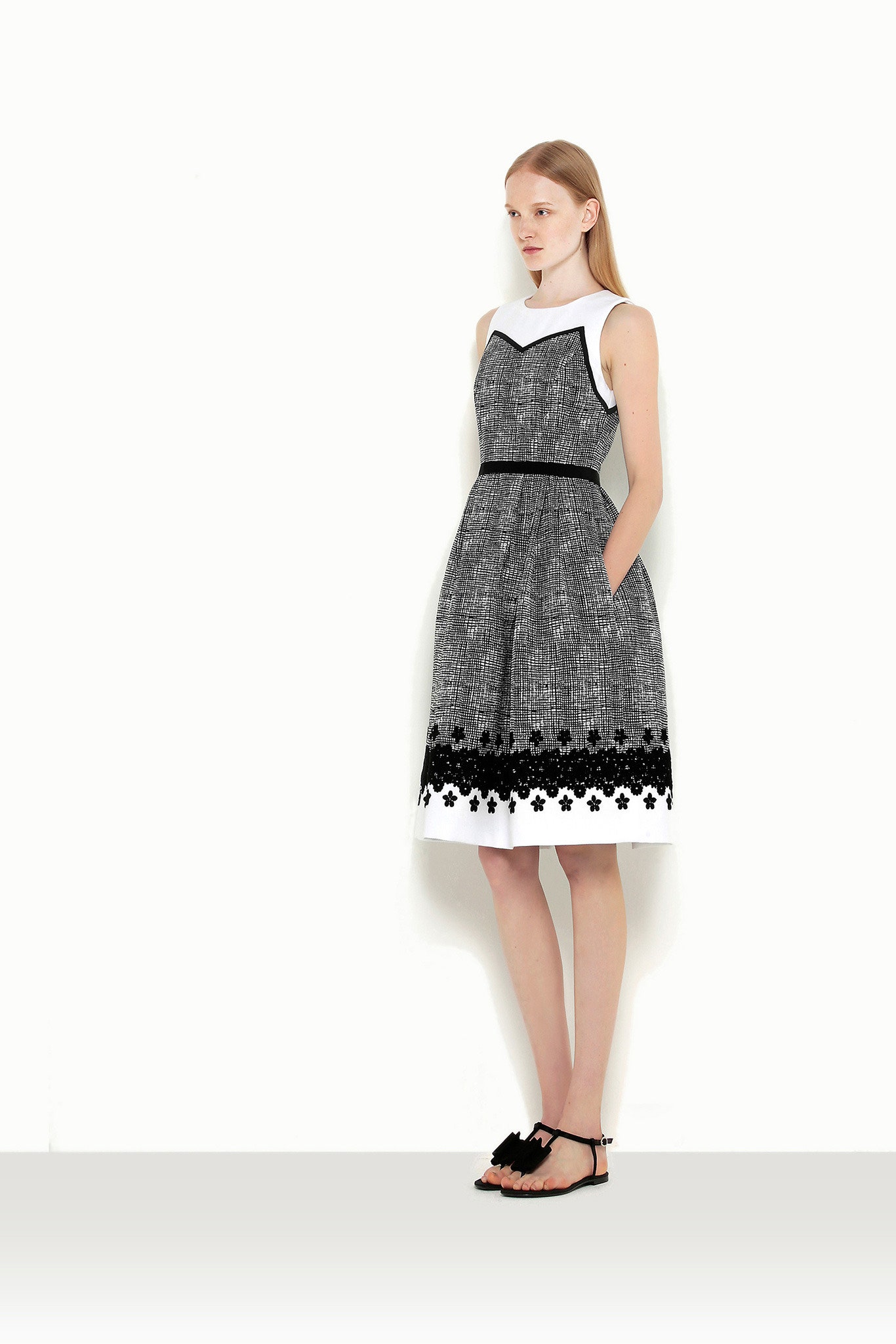 black and white collared dress