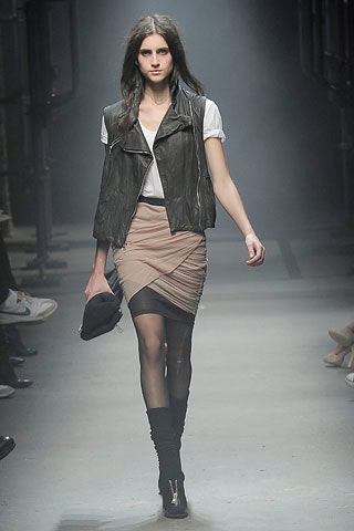 beige cotton fitted ruched skirt