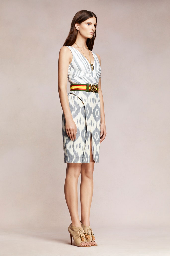 blue and white striped midi dress