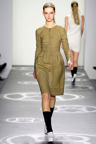 brown cotton long-sleeve dress