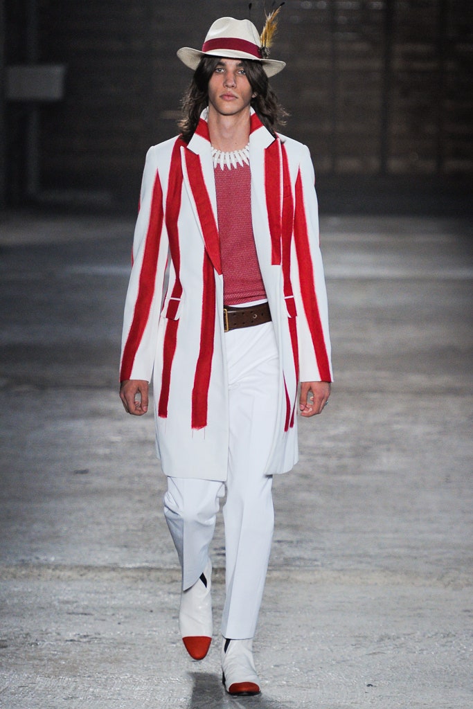fitted white and red striped coat
