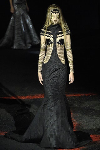 black silk fitted gown