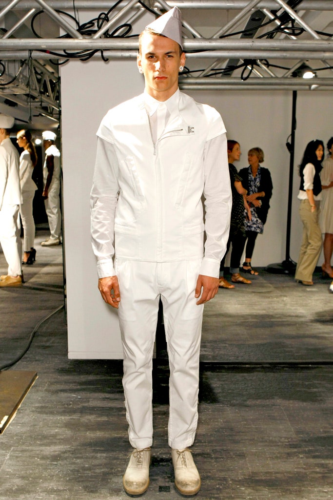 white fitted jacket and pants