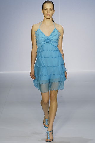 blue chiffon tiered dress