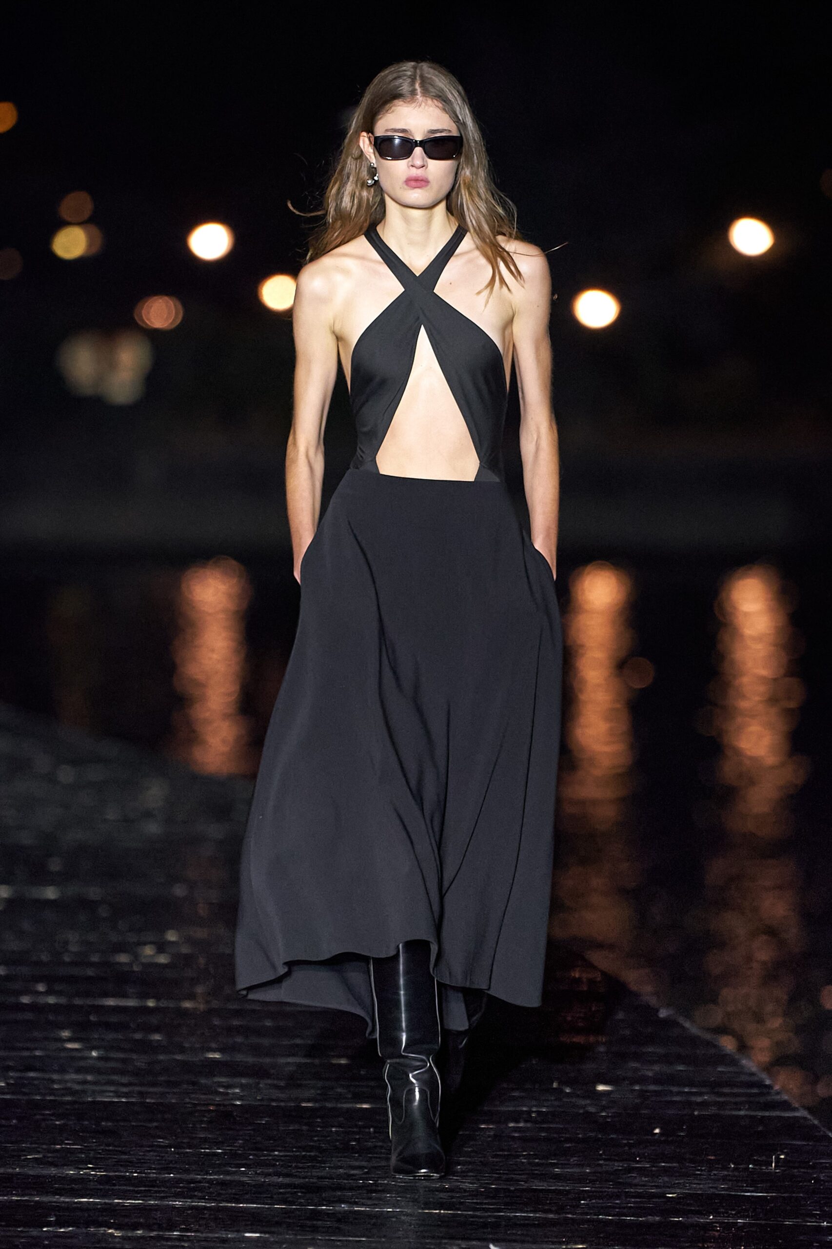 black silk sleeveless dress