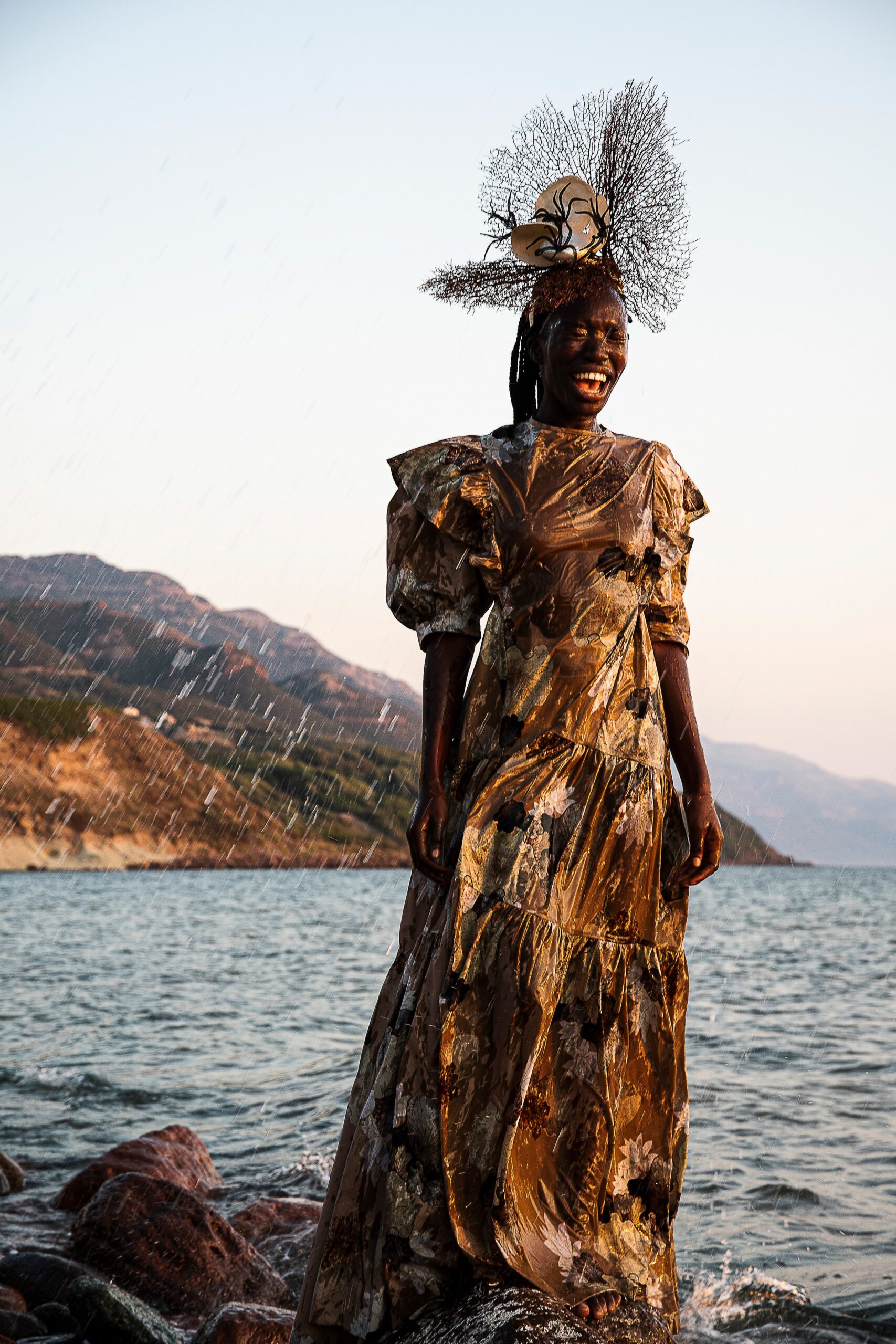gold and brown layered gown