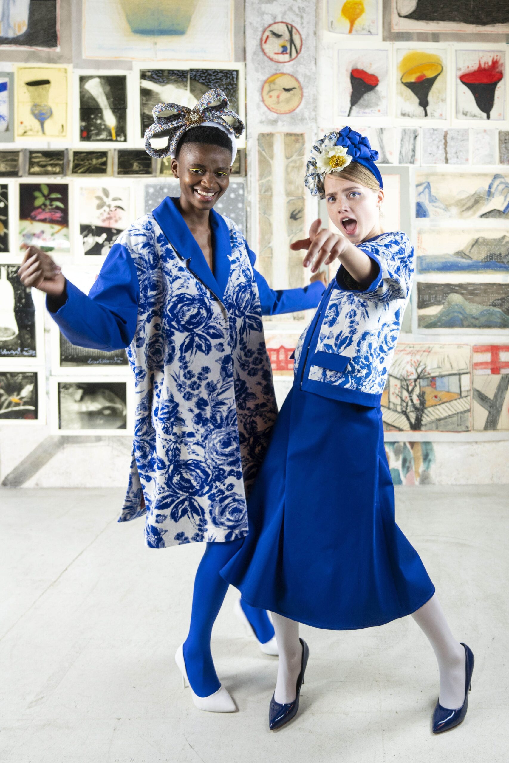 blue floral coat and jacket