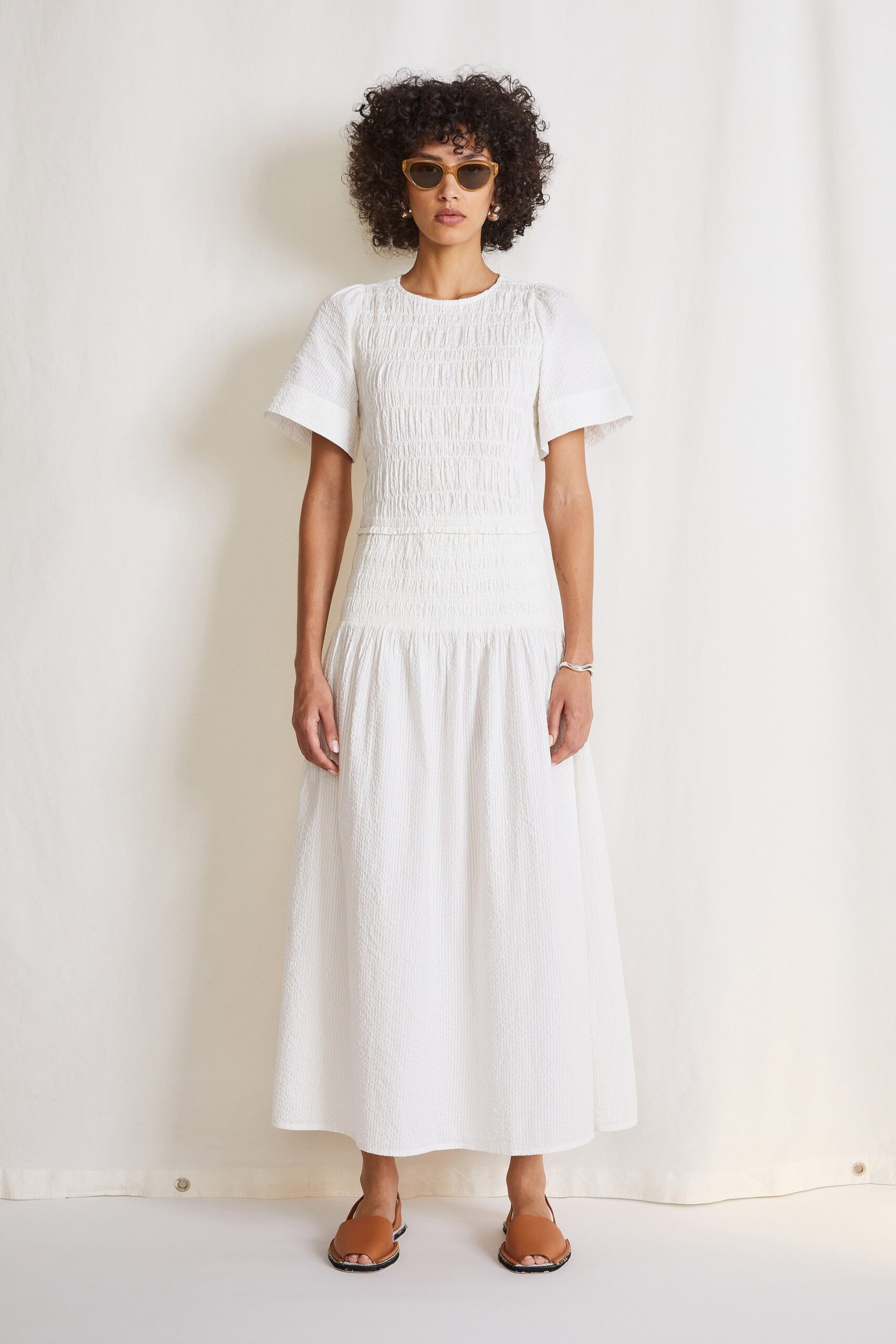 white fitted tiered maxi dress