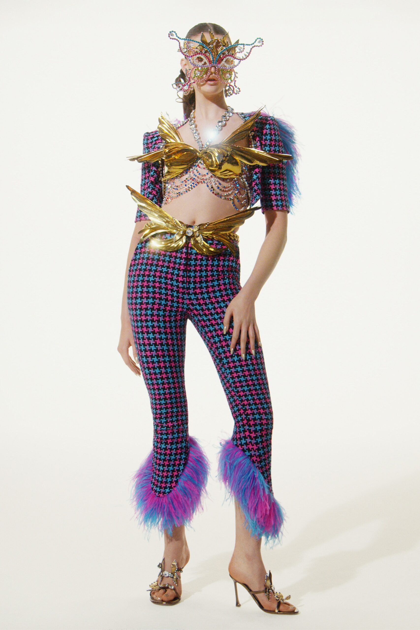 colorful embellished top and pants