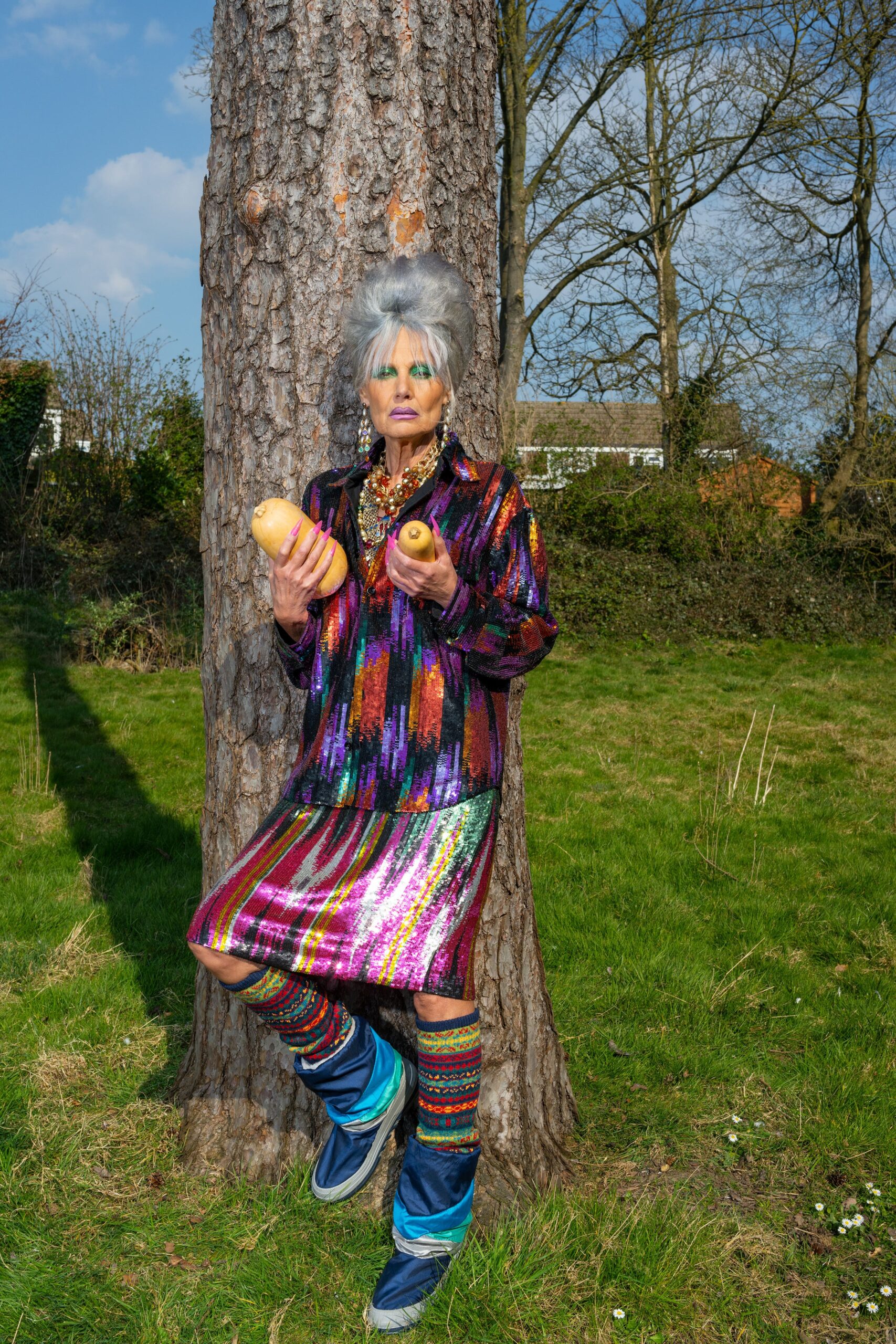 multi sequin long-sleeve collared relaxed layered shiny dress