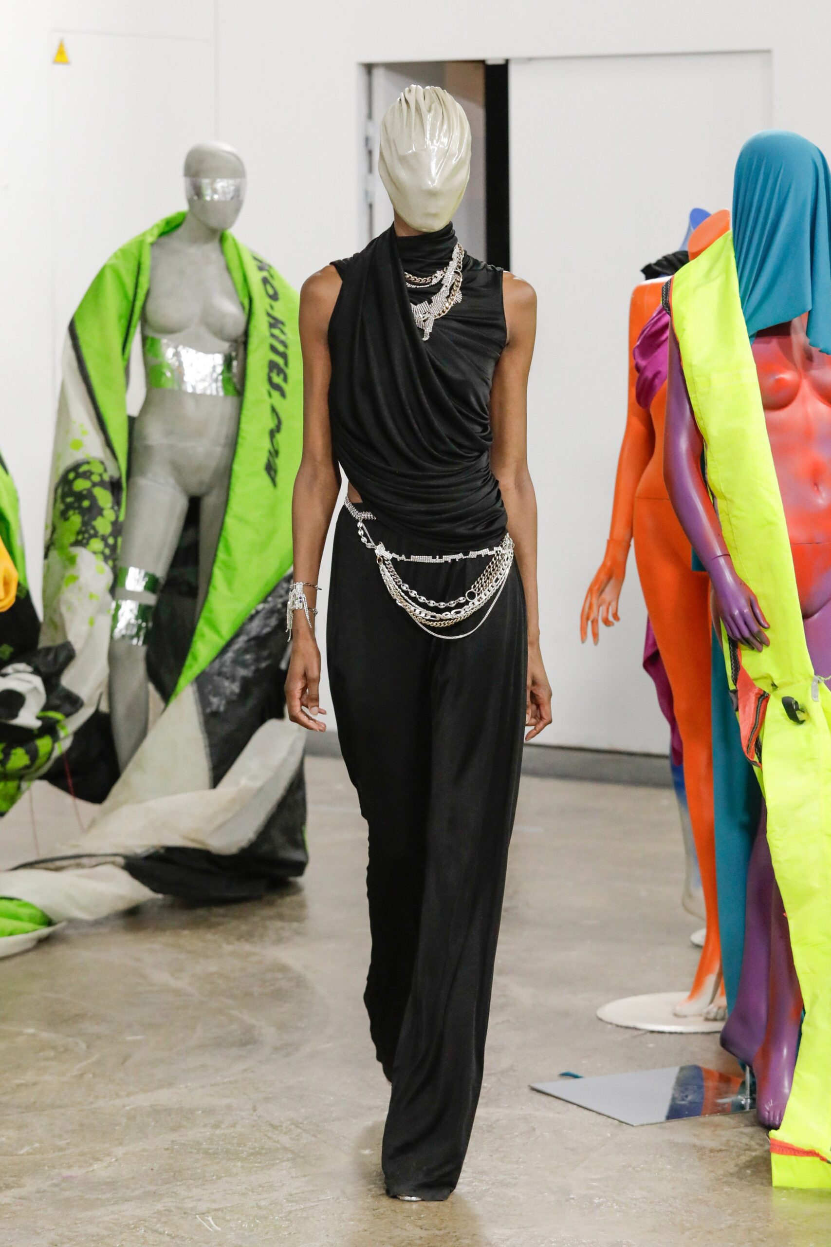 black silk sleeveless dress