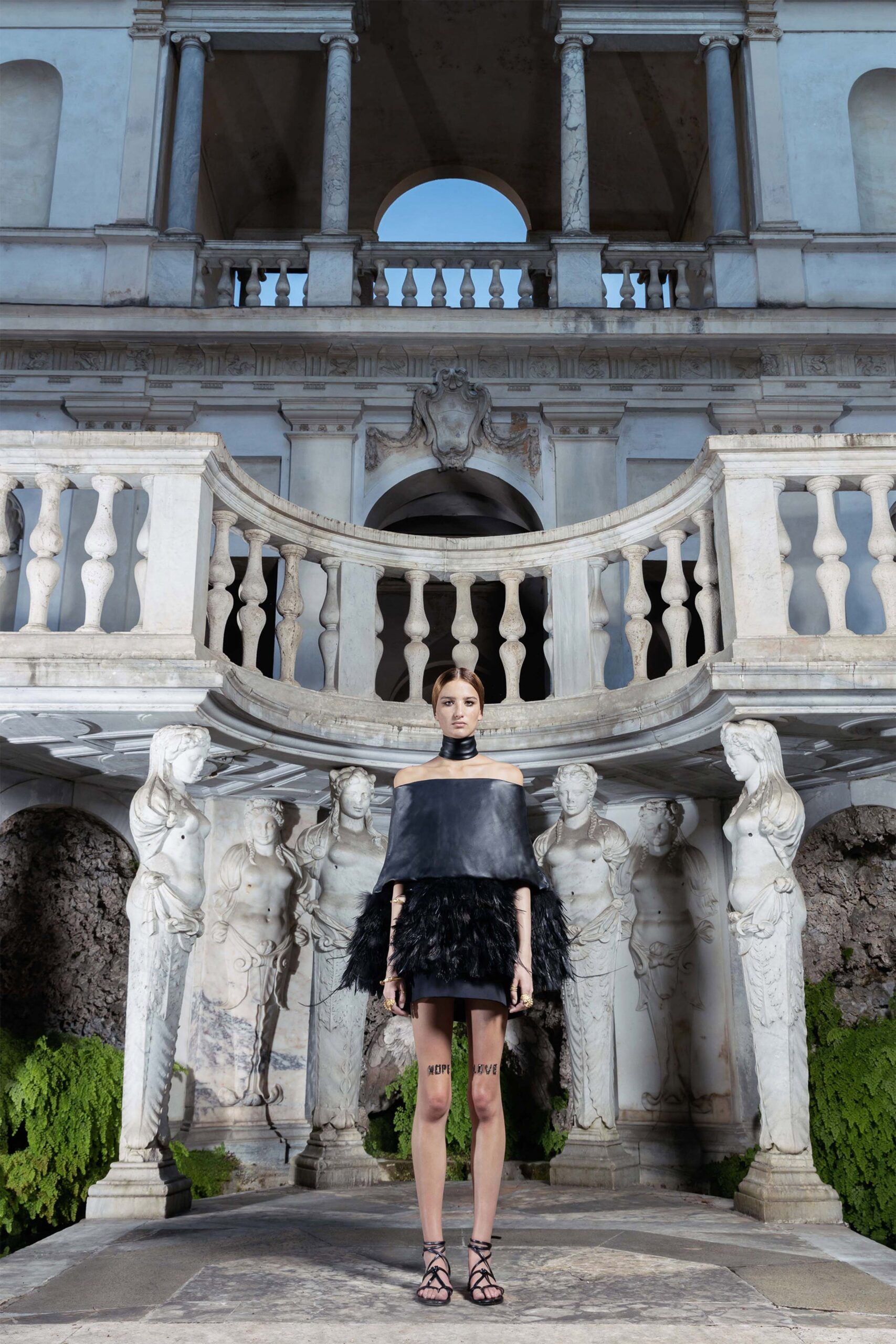 black fringed mini dress