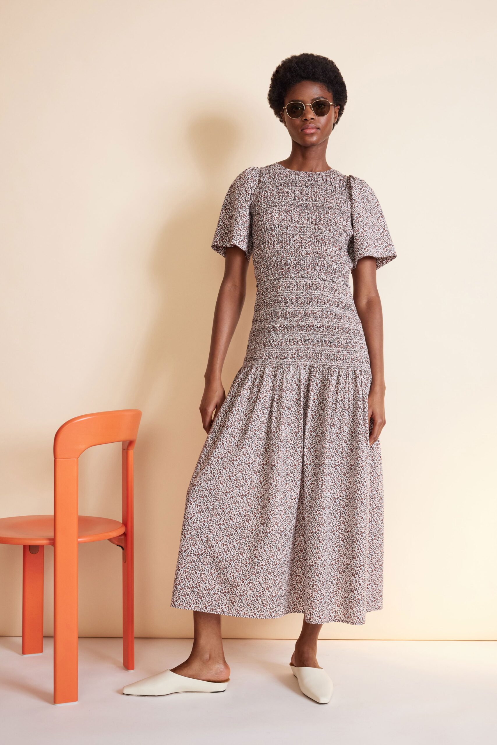 multi-colored relaxed midi dress