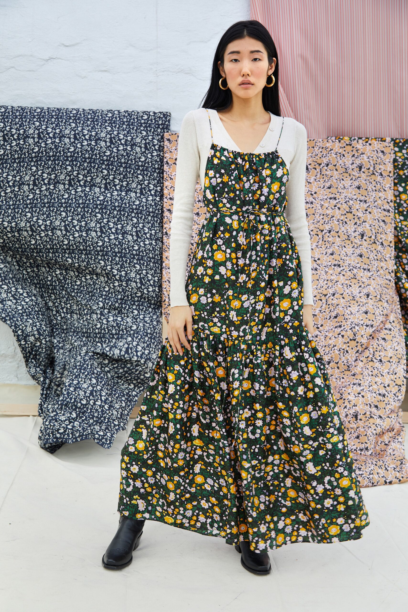 floral maxi dress with fitted top