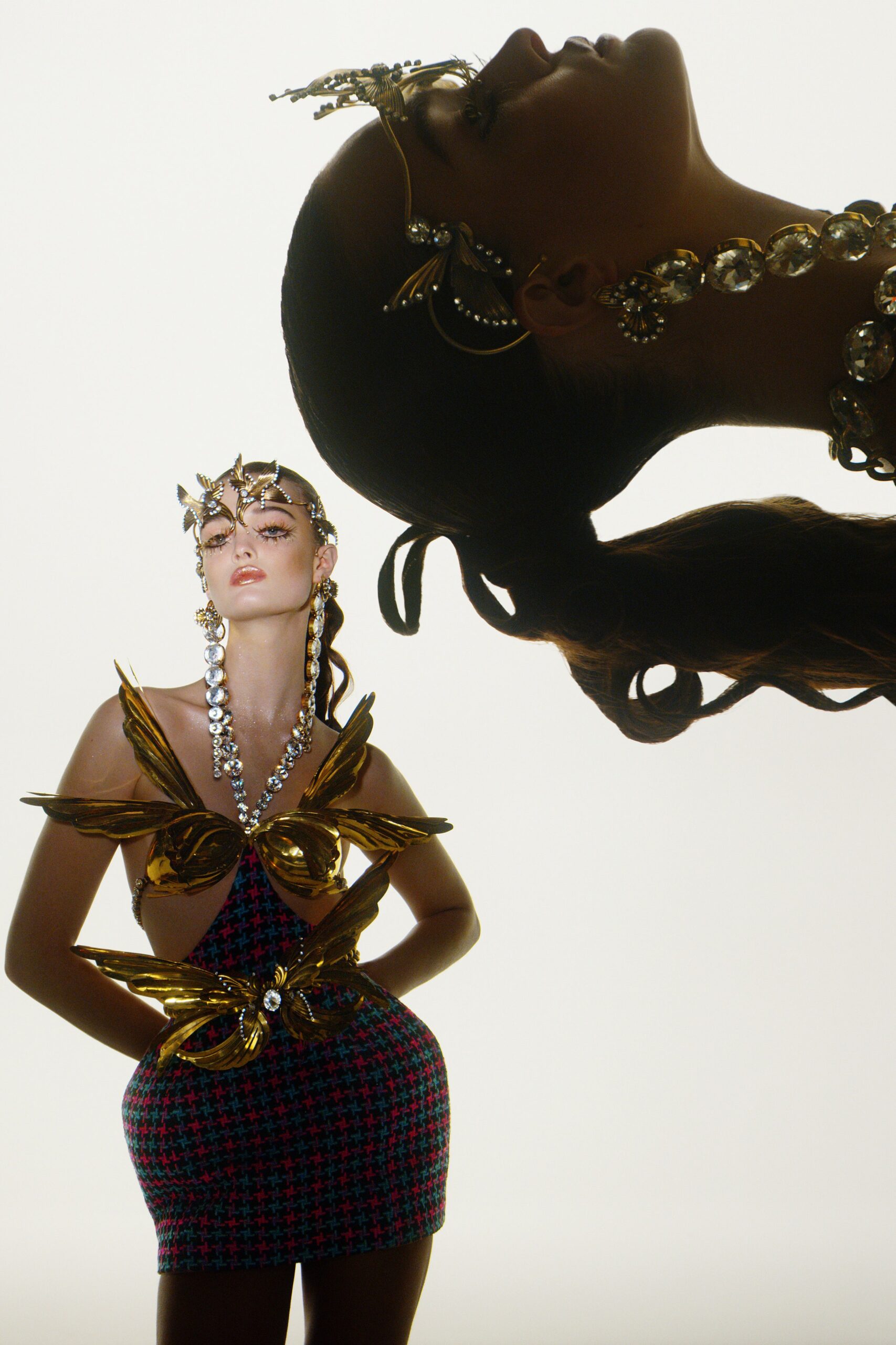 multi-colored fitted mini dress