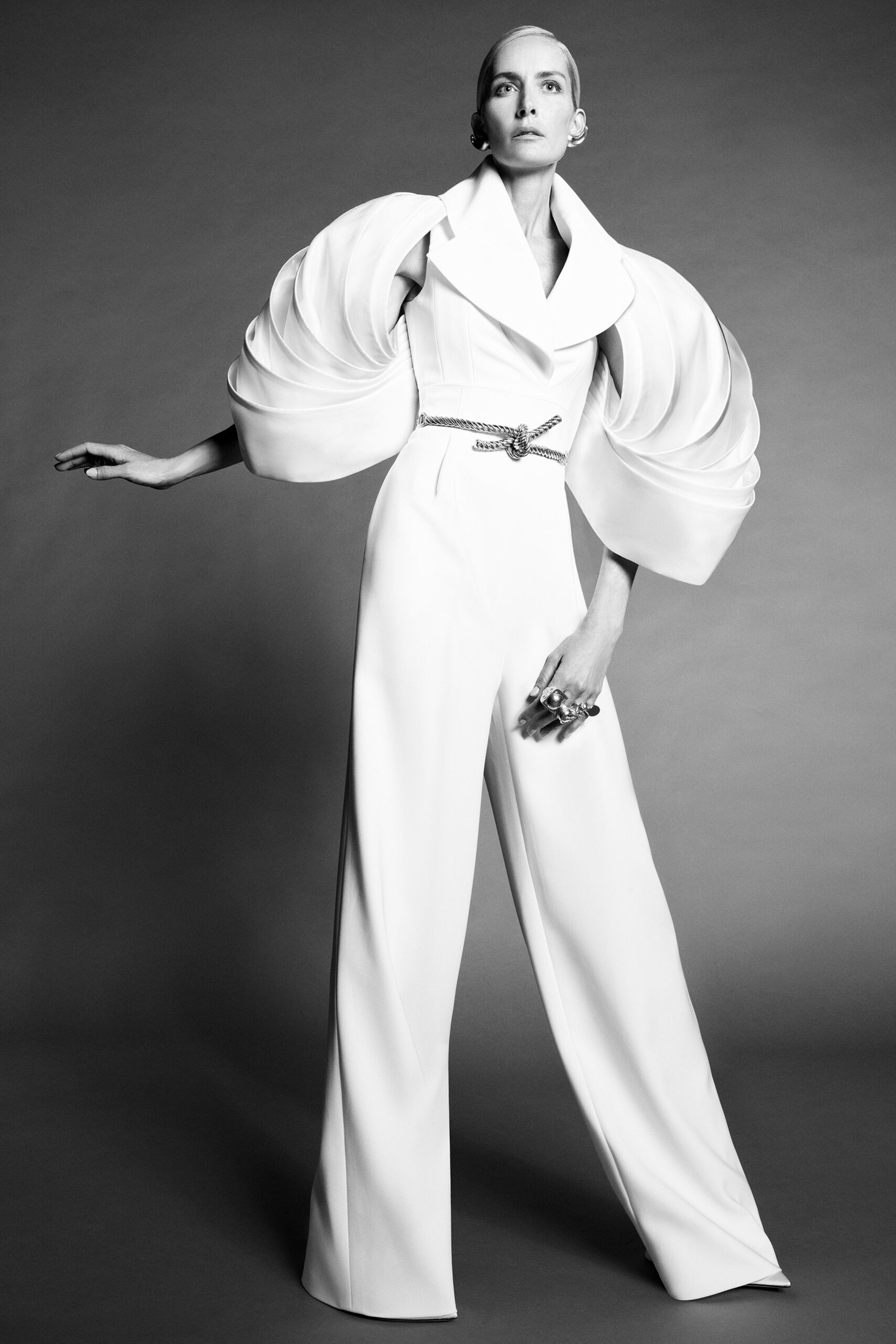 white silk fitted jumpsuit