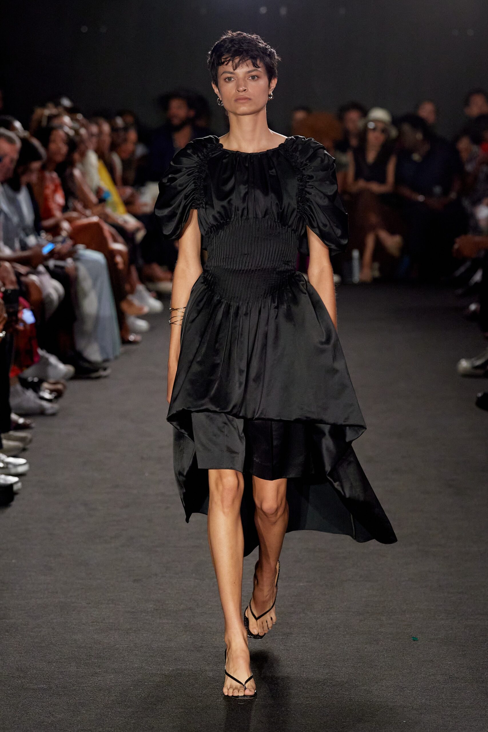 black silk sleeveless dress