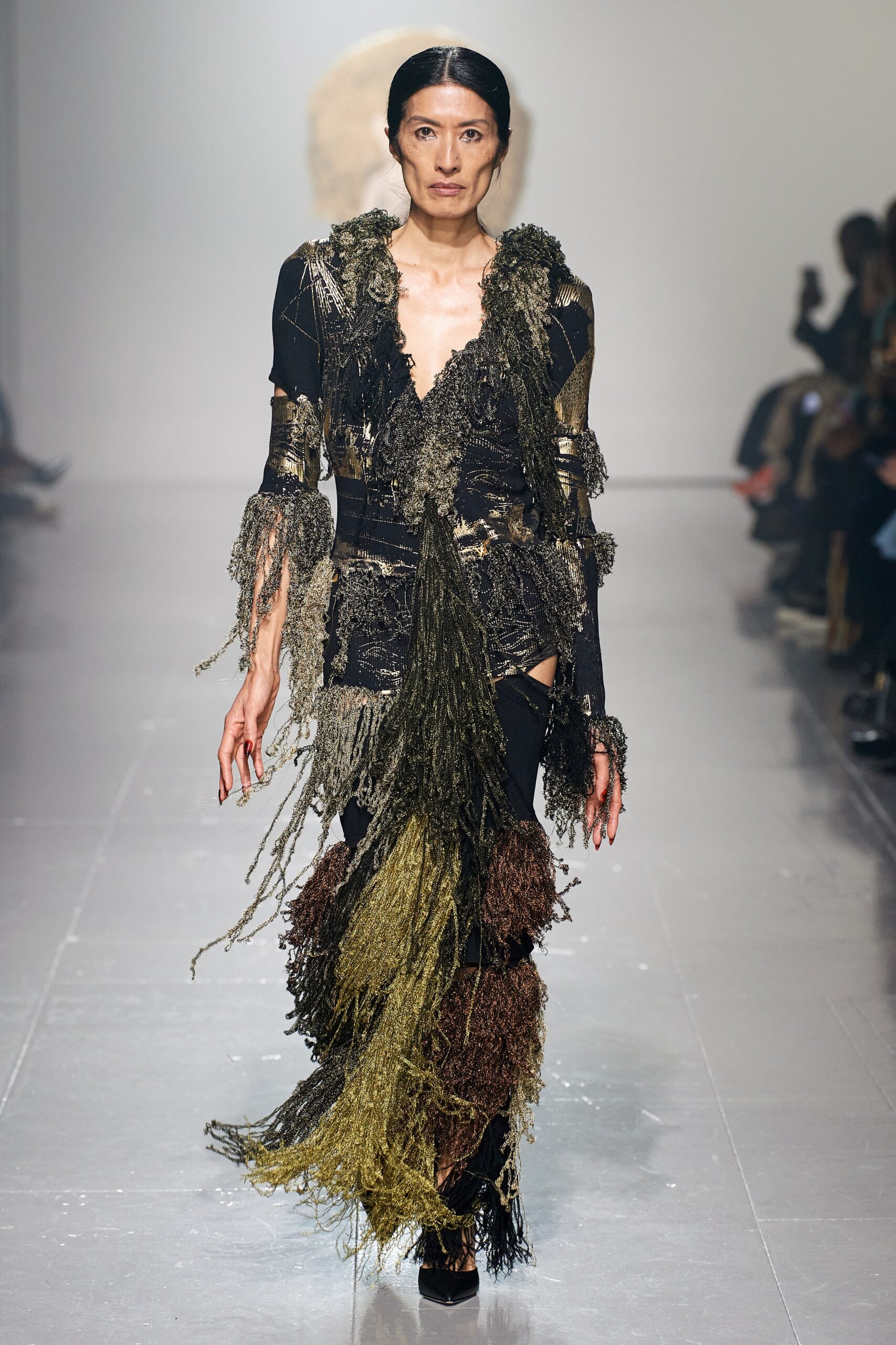 black green brown fringed dress