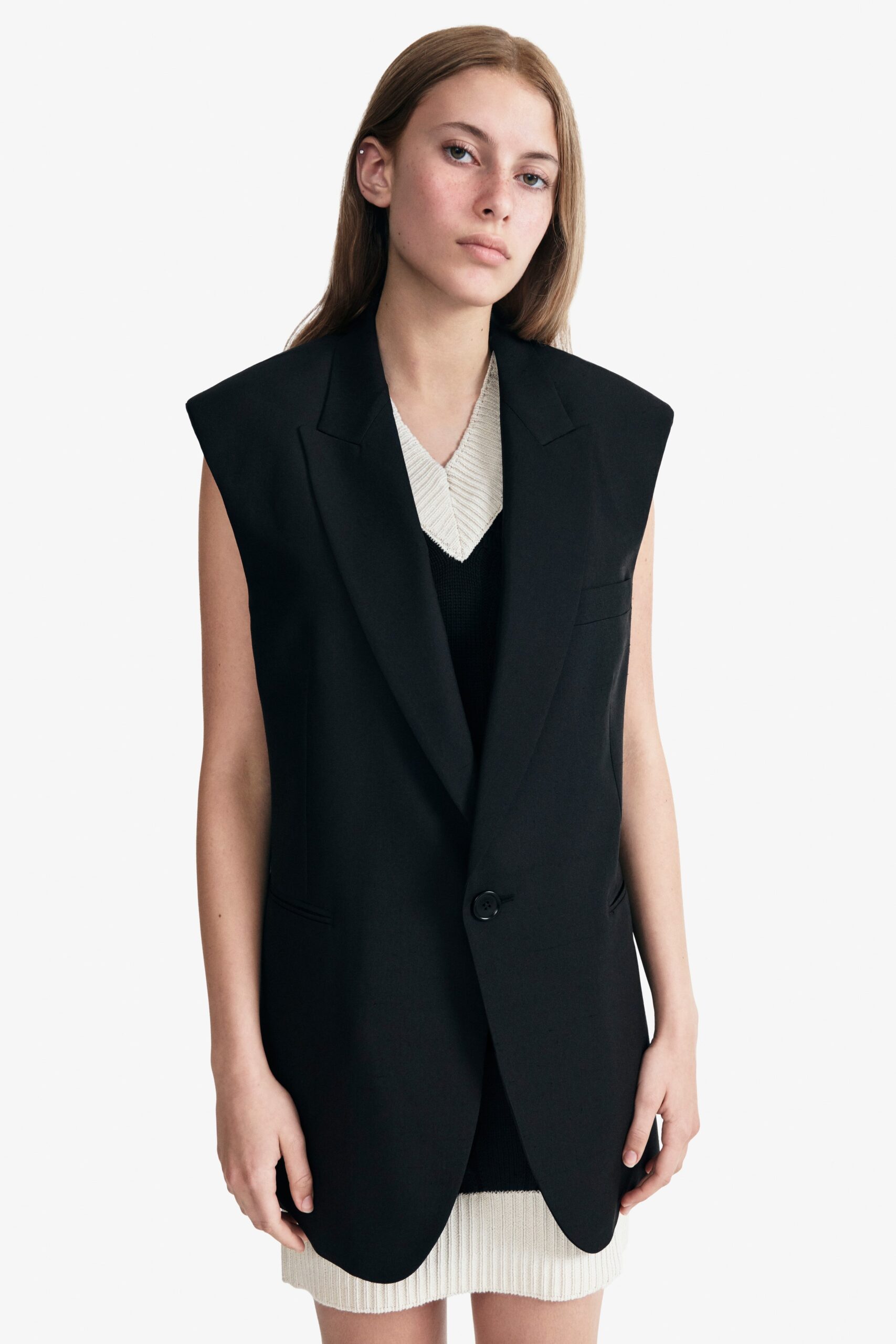 black oversized blazer and mini dress