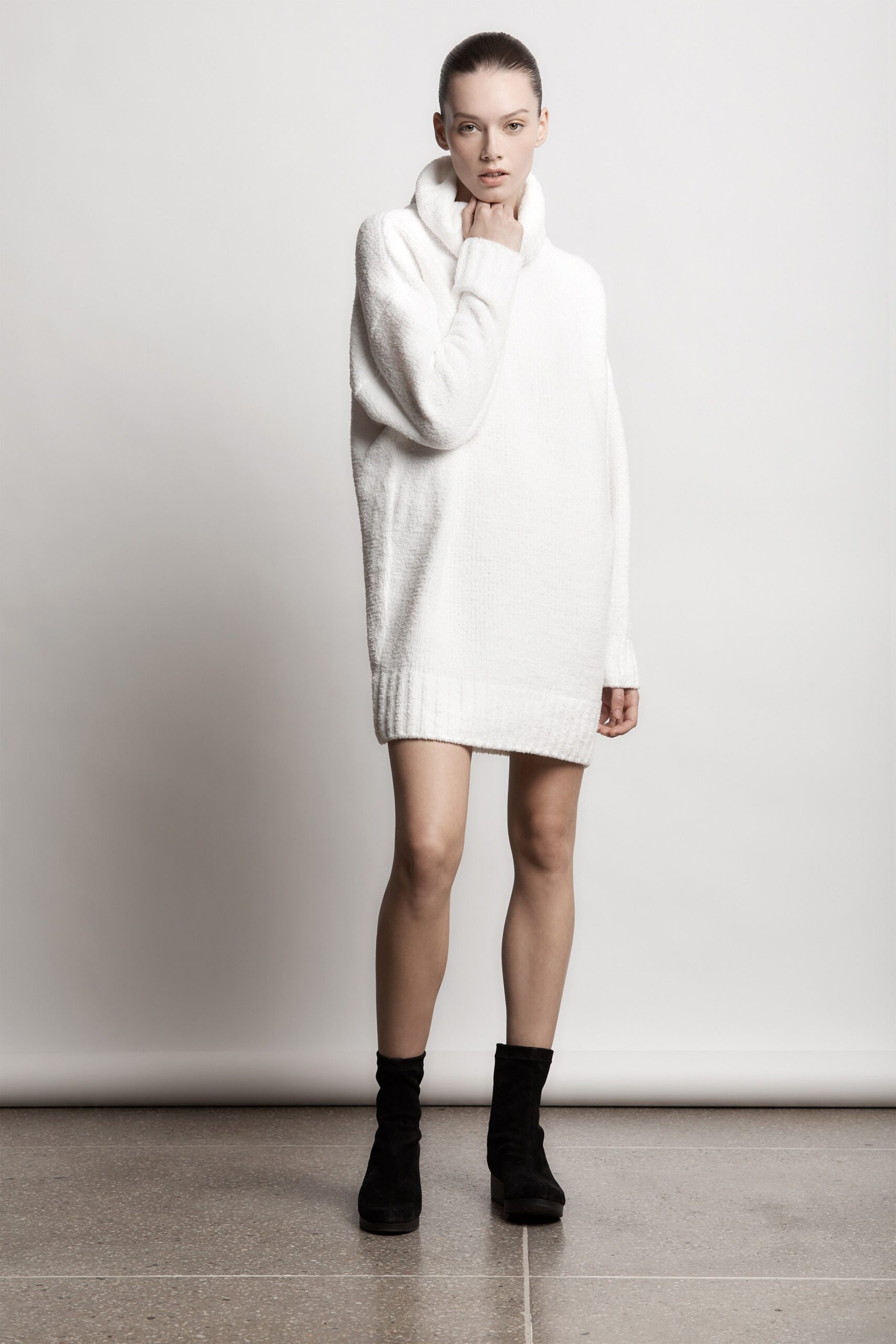 oversized white turtleneck dress