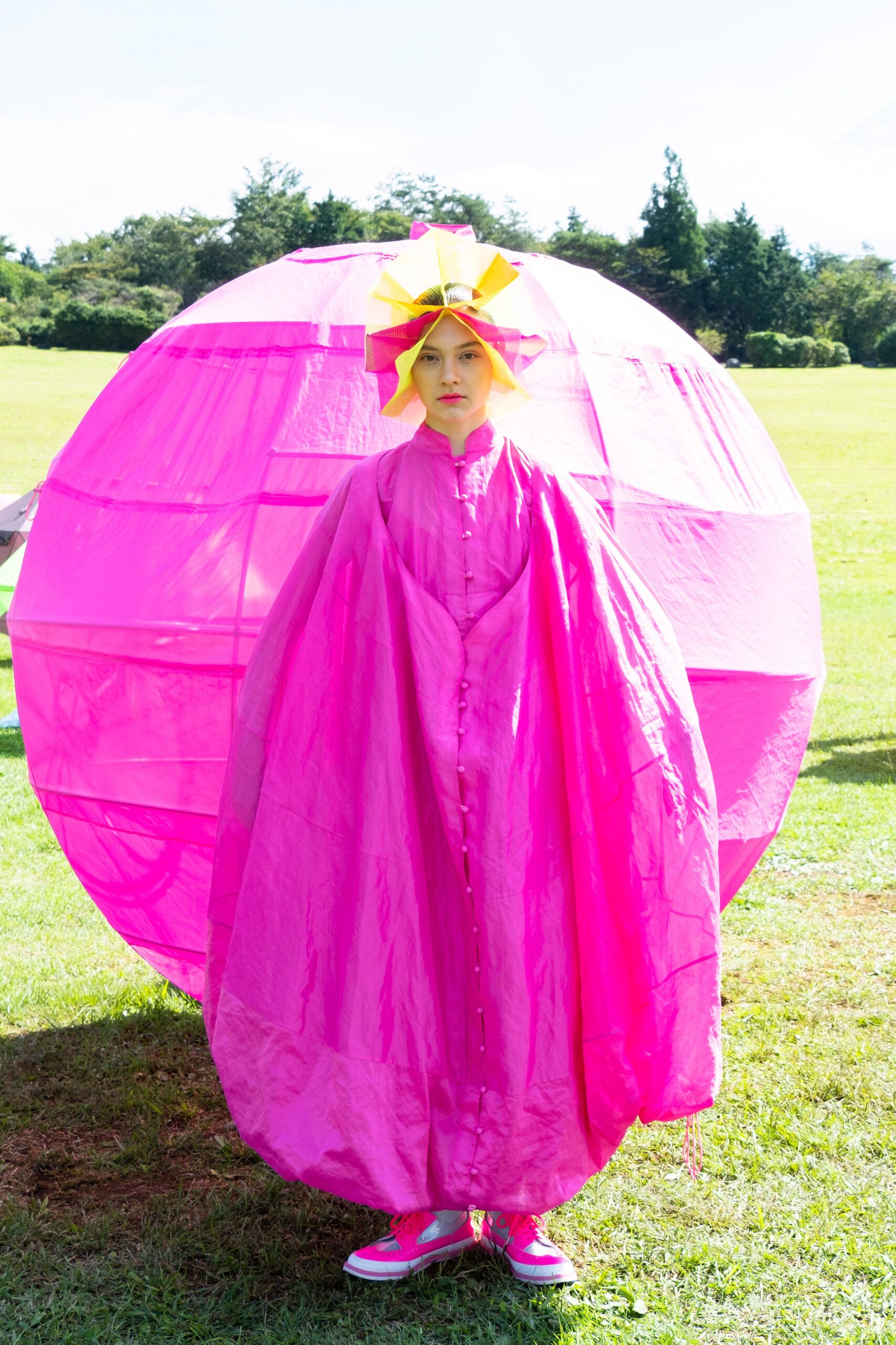 oversized pink silk dress