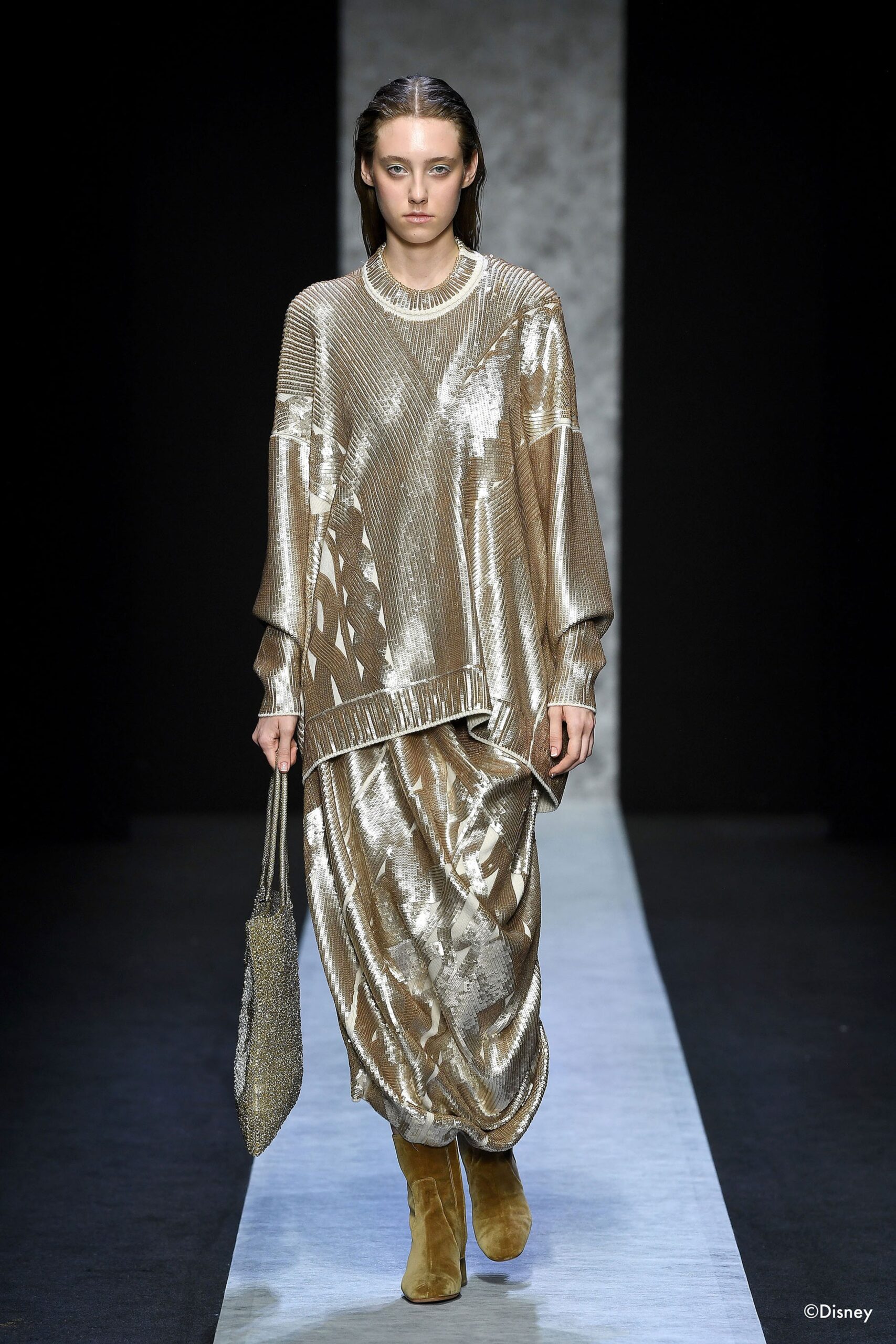 gold relaxed midi dress