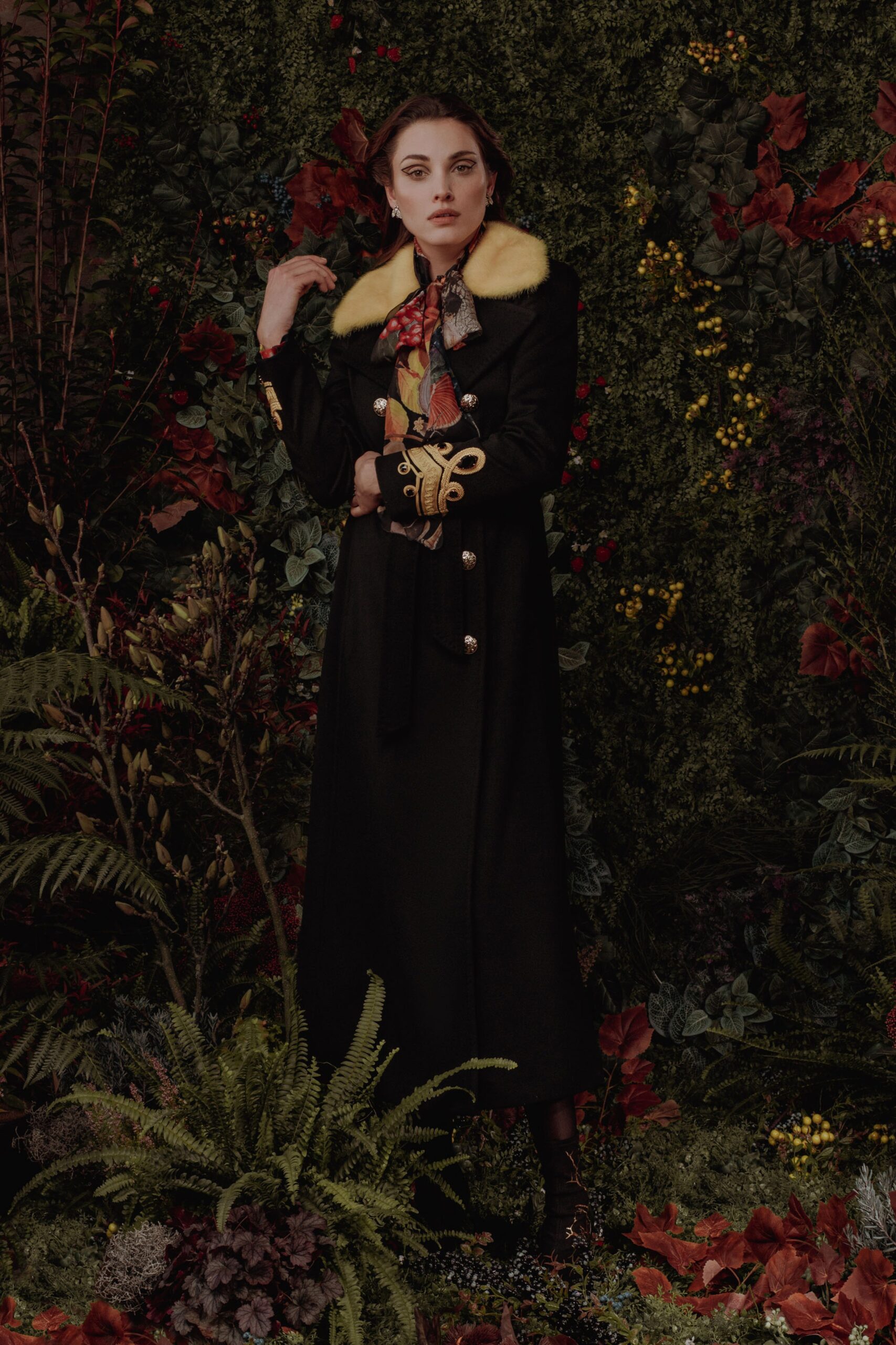 fitted black wool coat