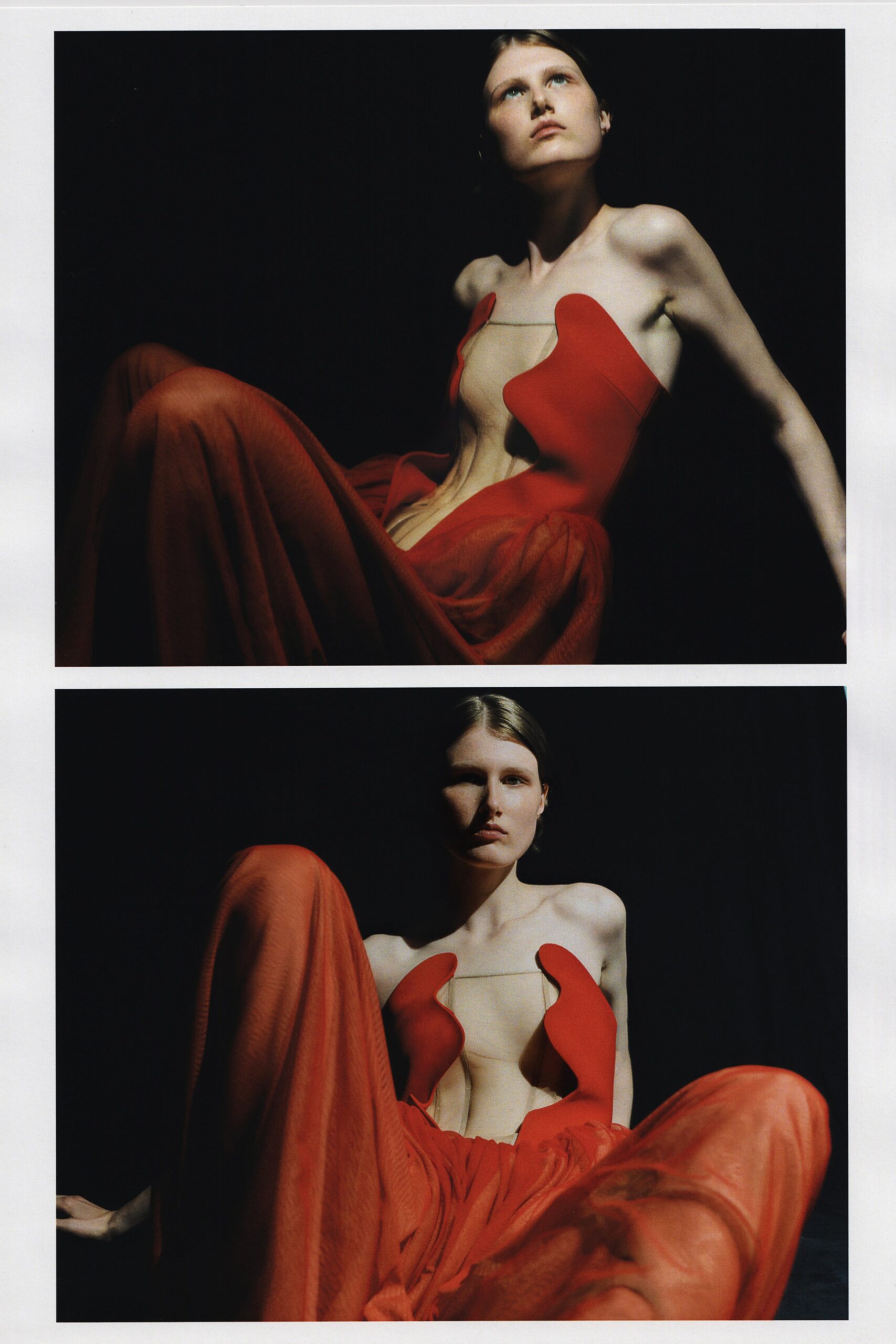red silk gown with cutouts