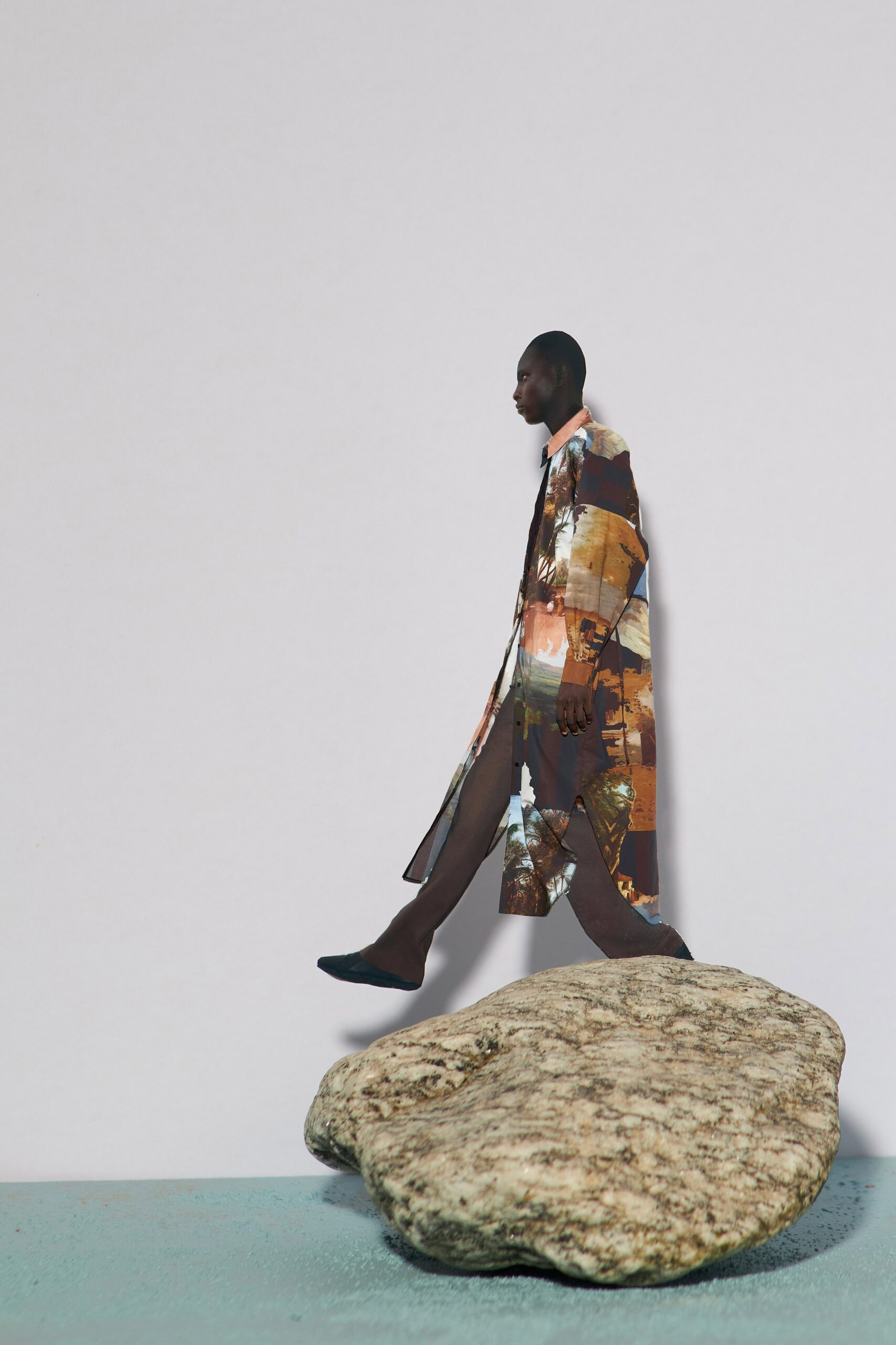 multi-colored silk relaxed coat