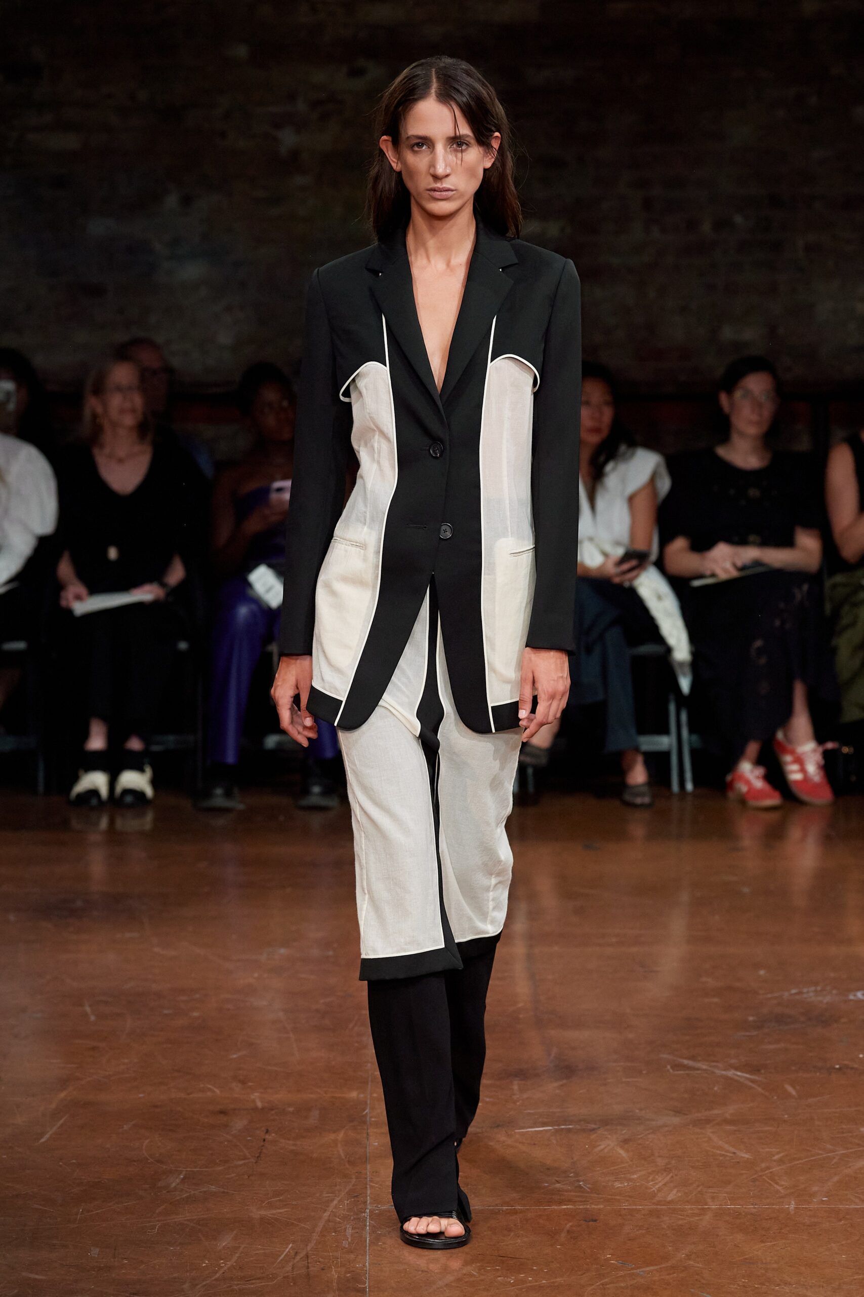 black and white fitted suit