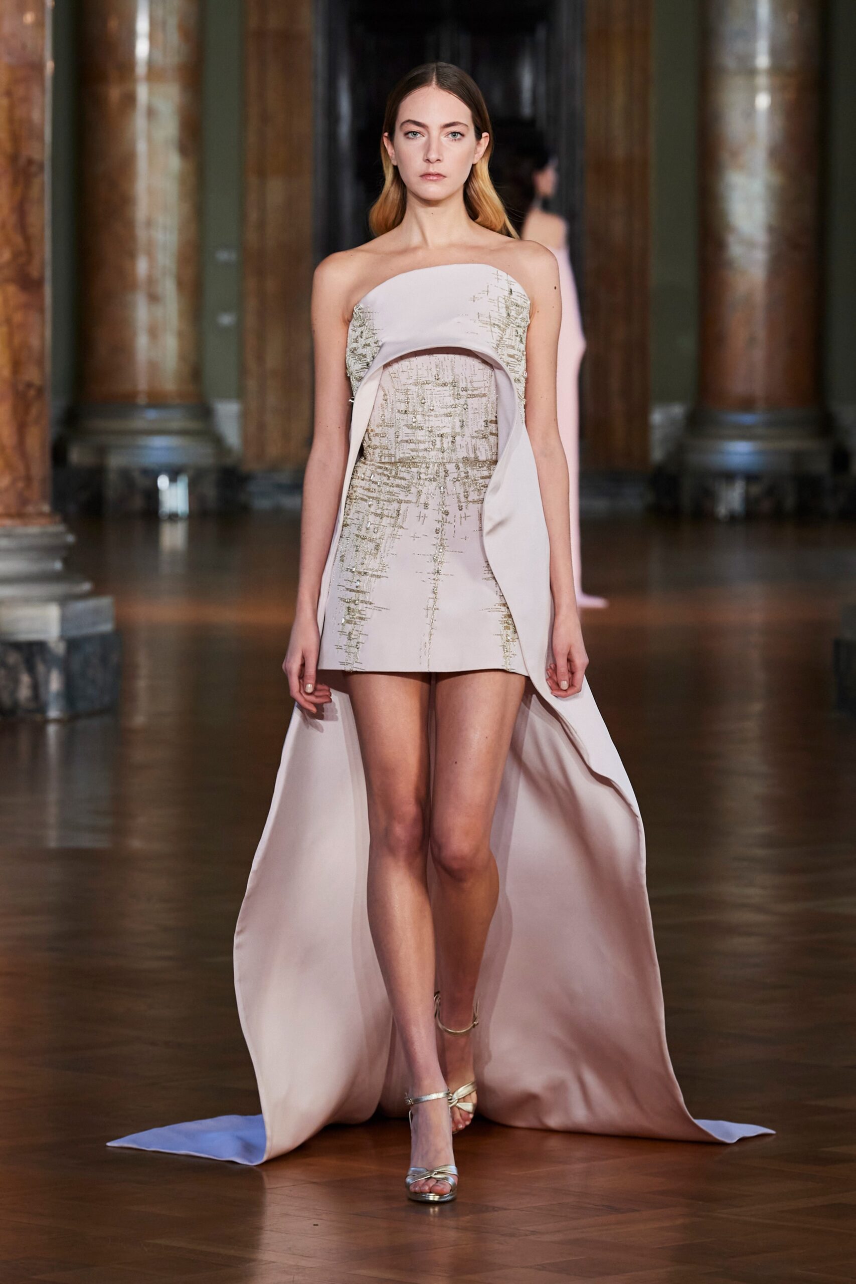 fitted pink silk dress