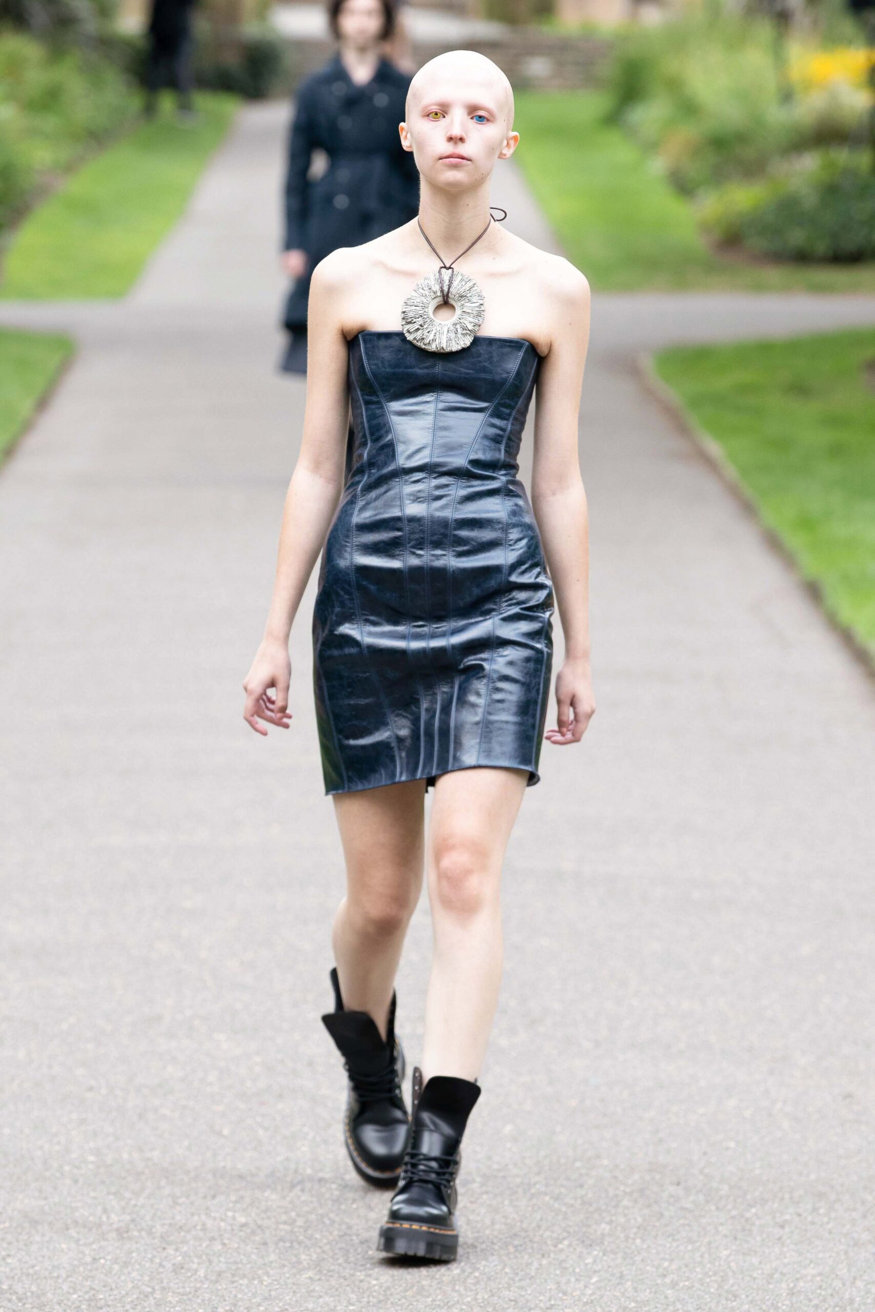black leather strapless mini dress