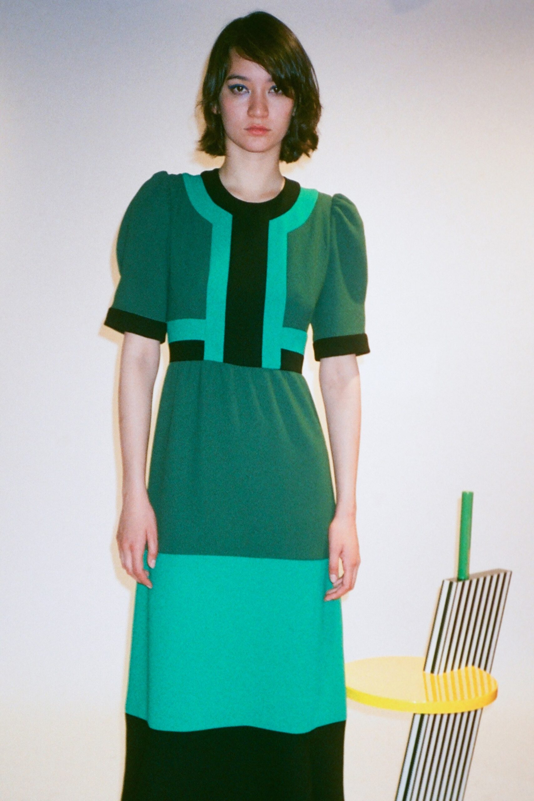 color-blocked maxi dress