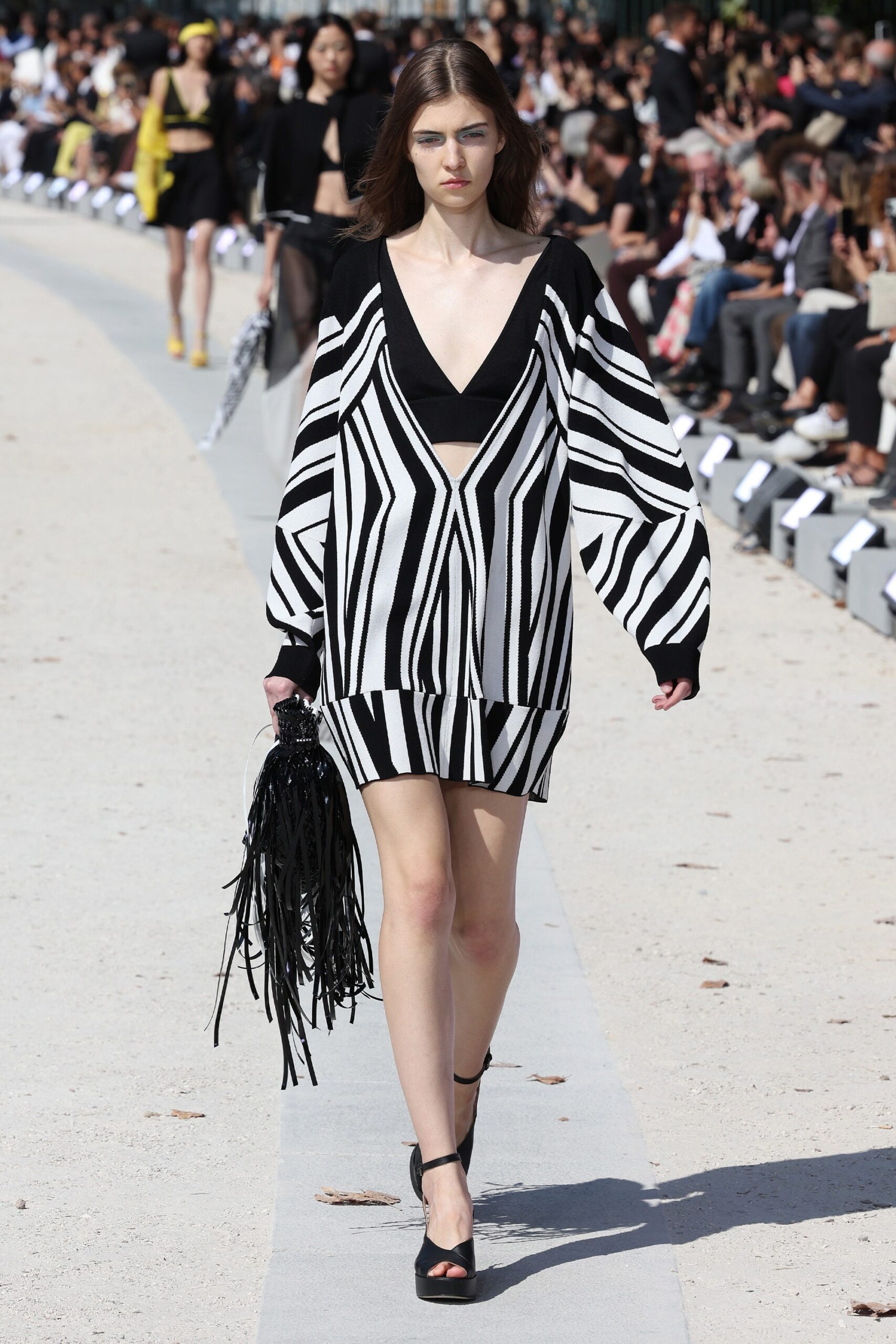 black and white striped mini dress