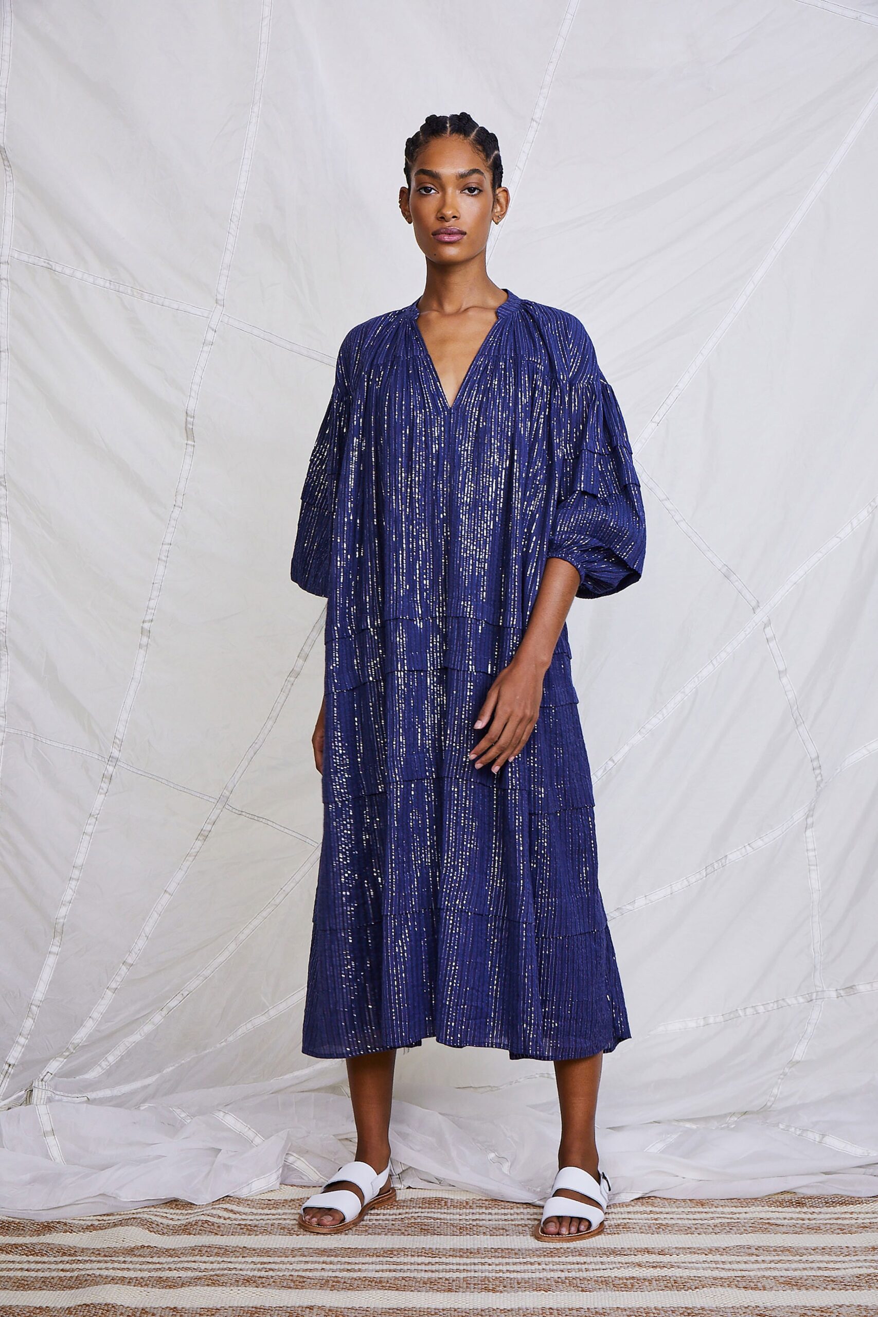 blue relaxed midi dress