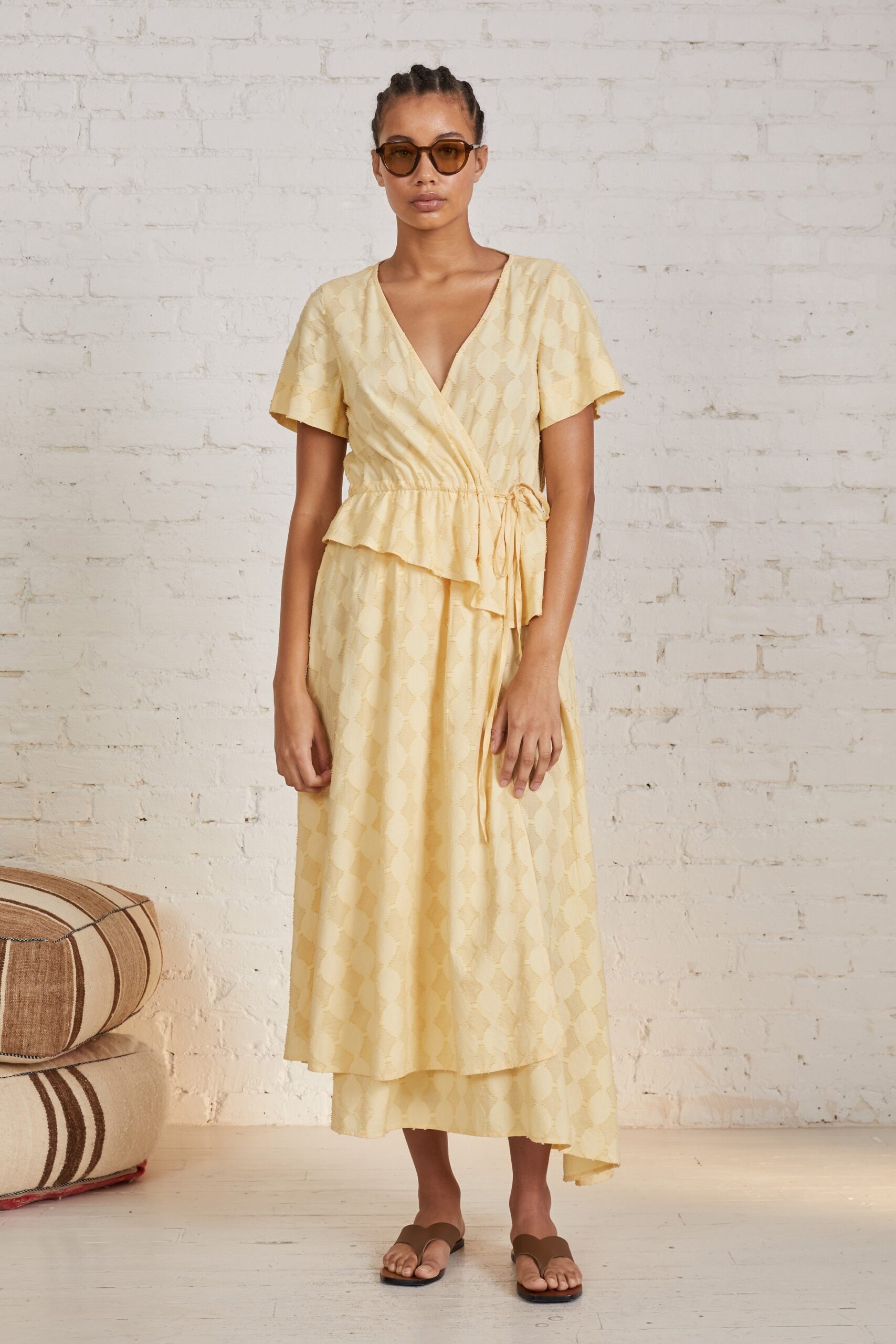 yellow cotton wrap dress