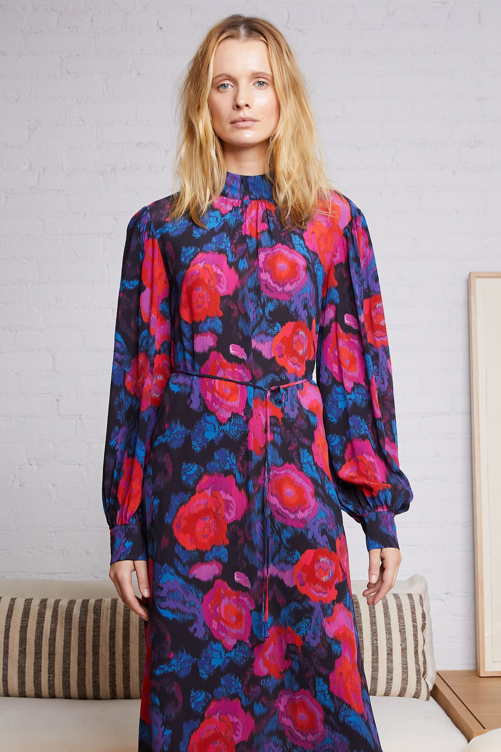 floral silk midi dress