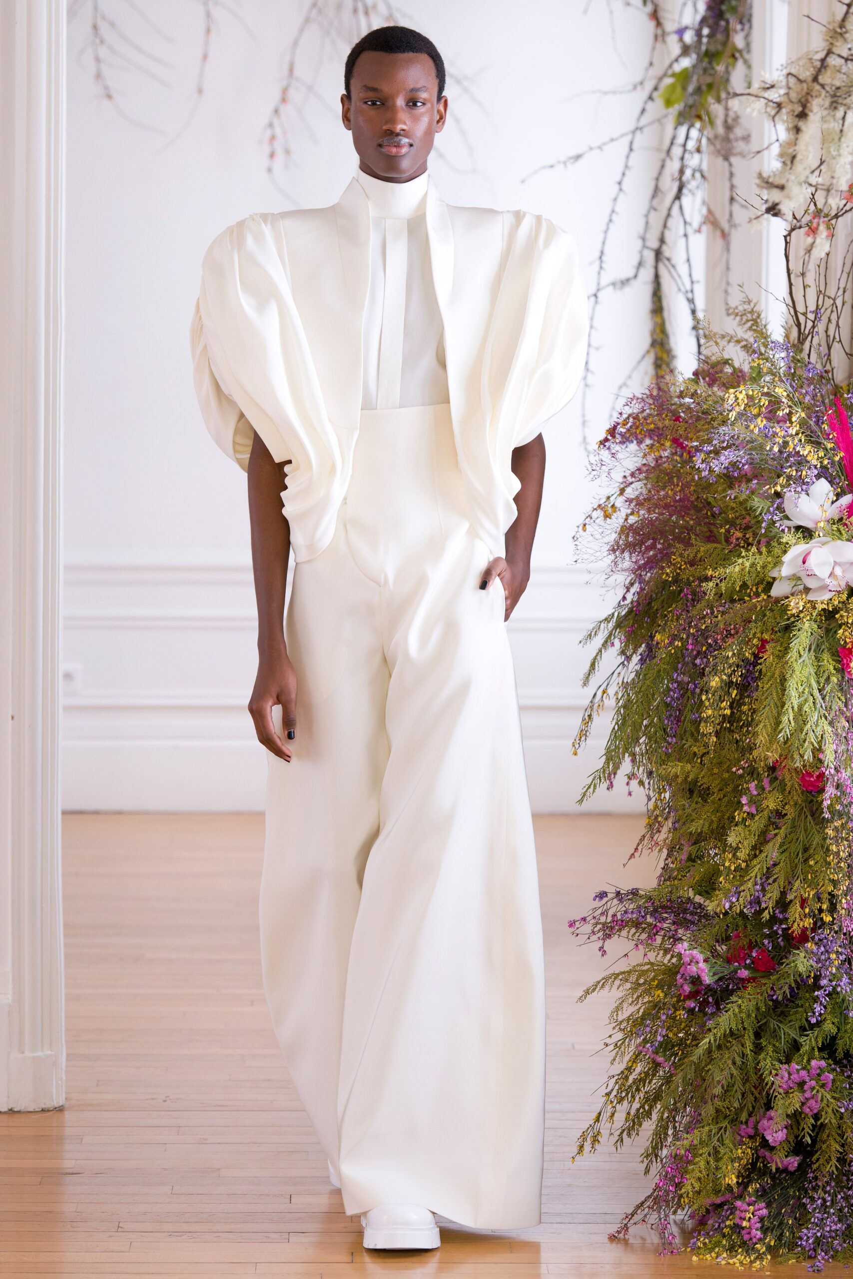 white silk fitted jumpsuit