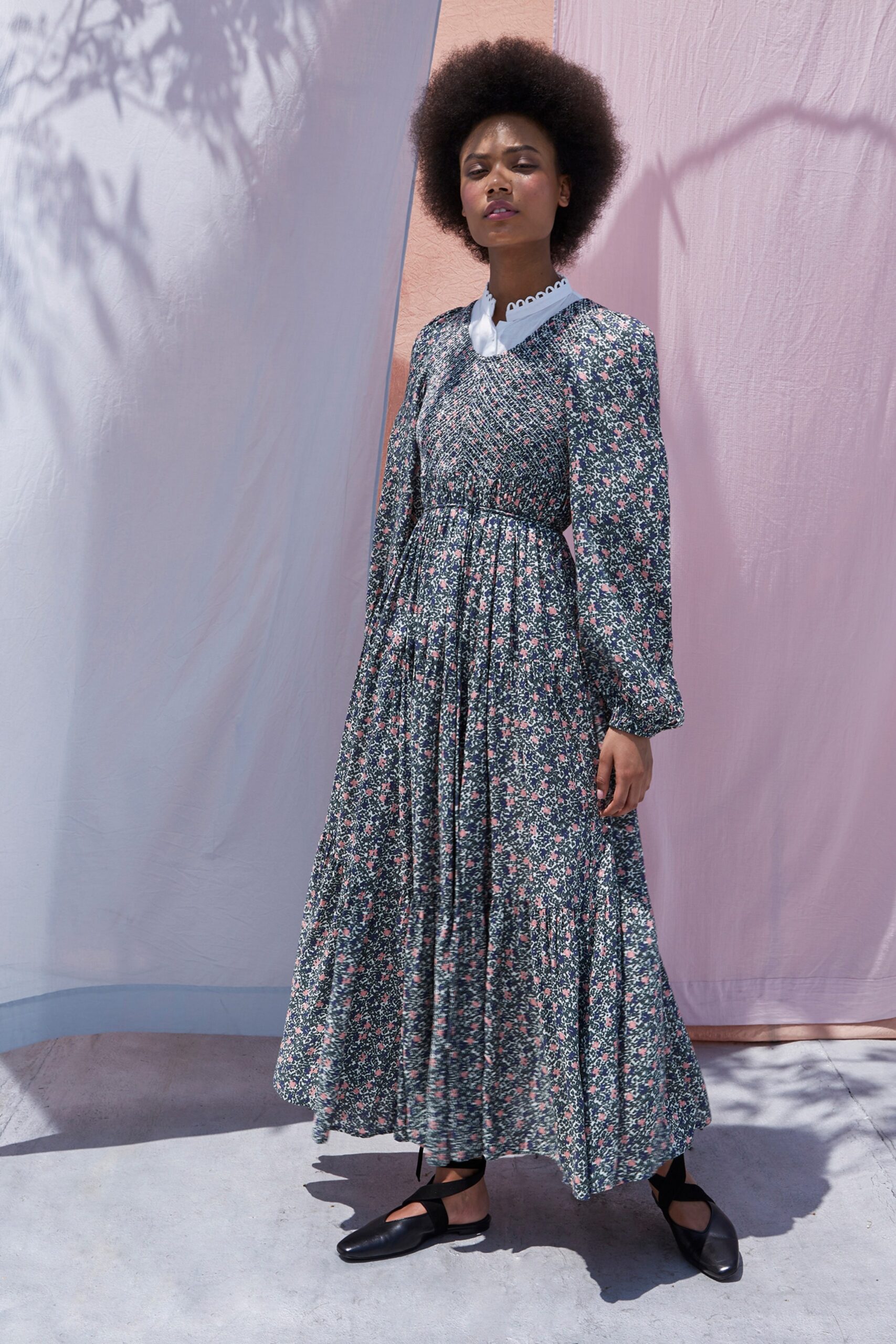 floral maxi dress with collar