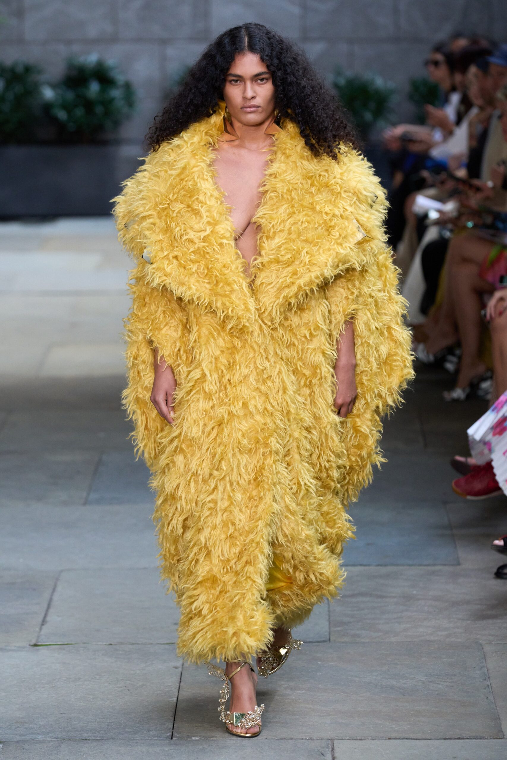 yellow fur relaxed coat