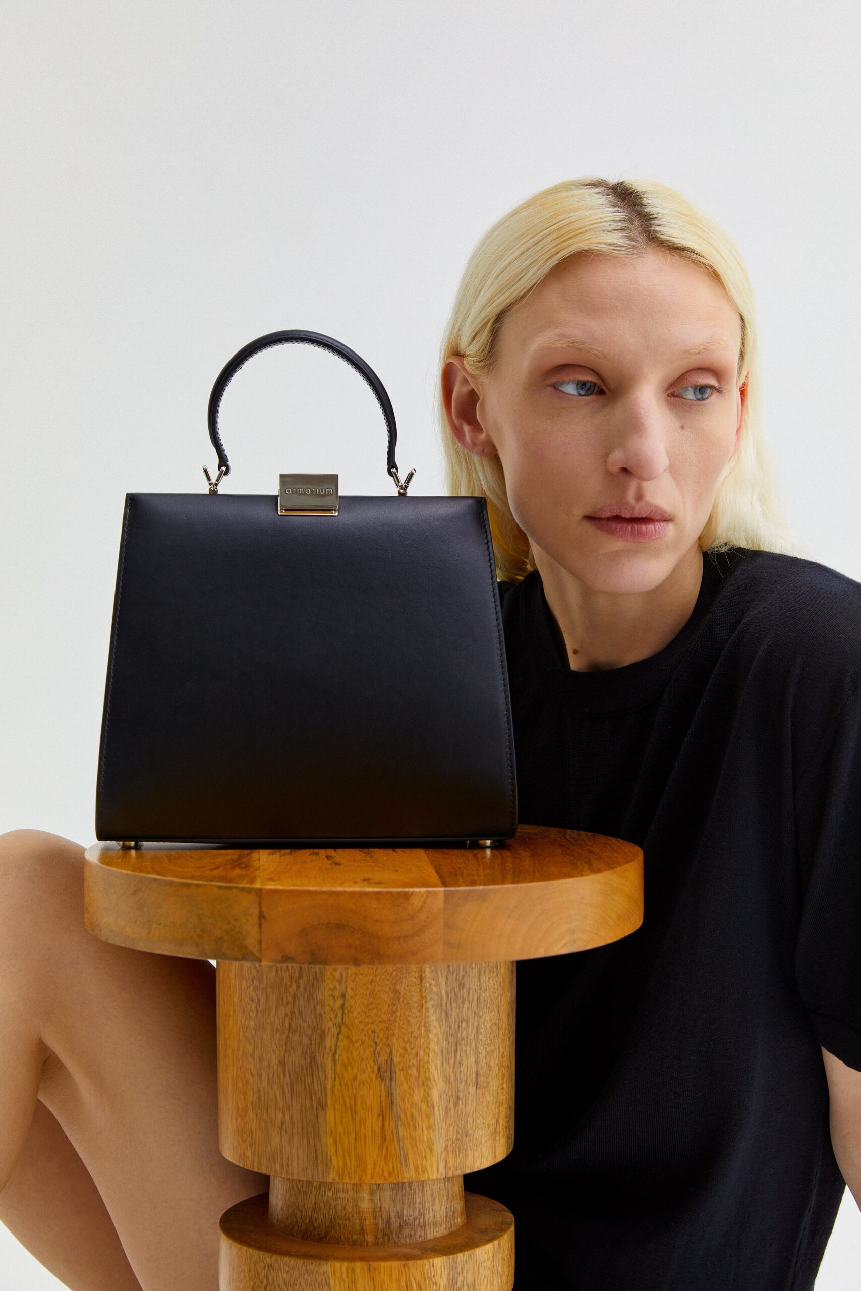 black relaxed cotton top with bag