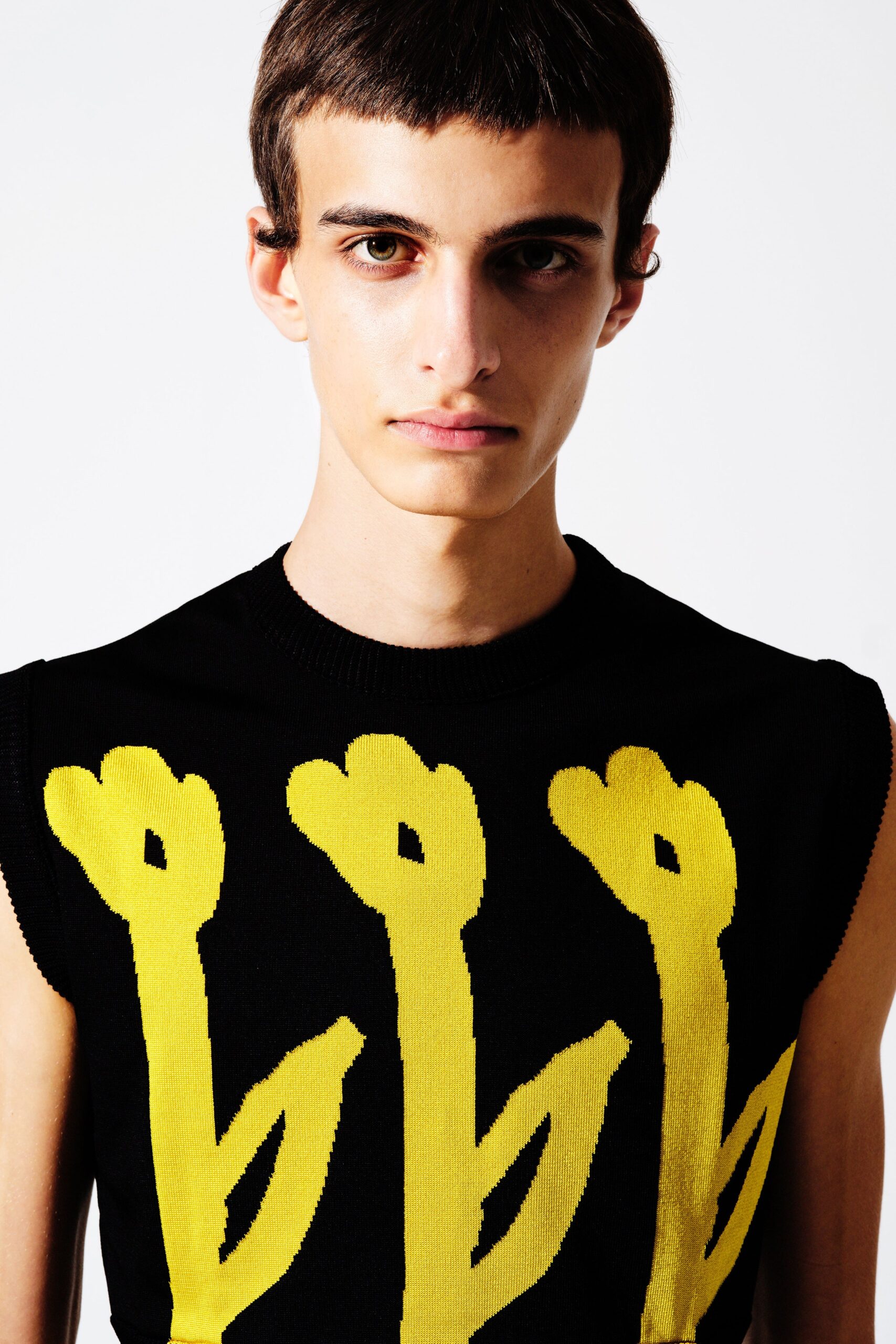 black fitted sleeveless top