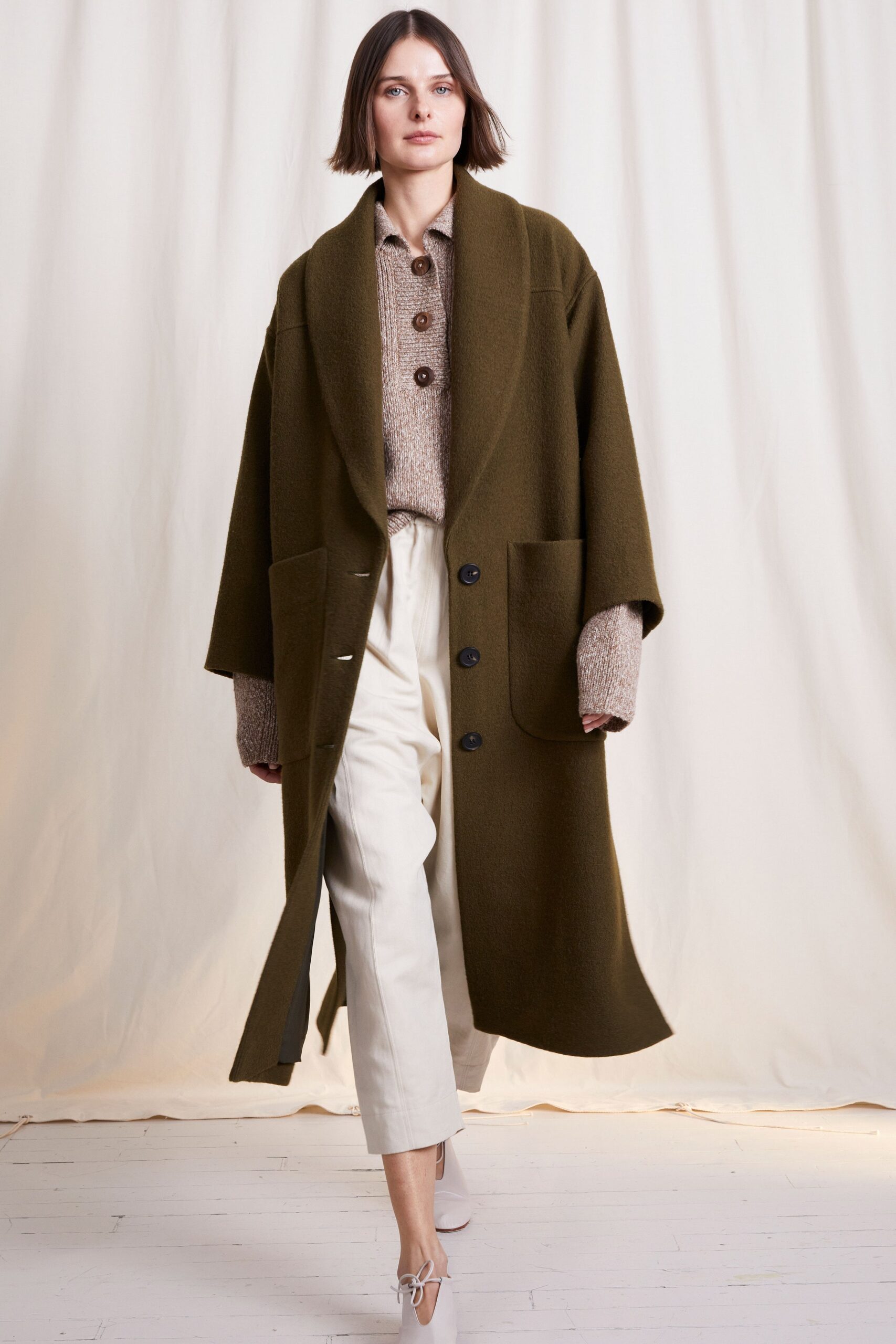 oversized green wool coat