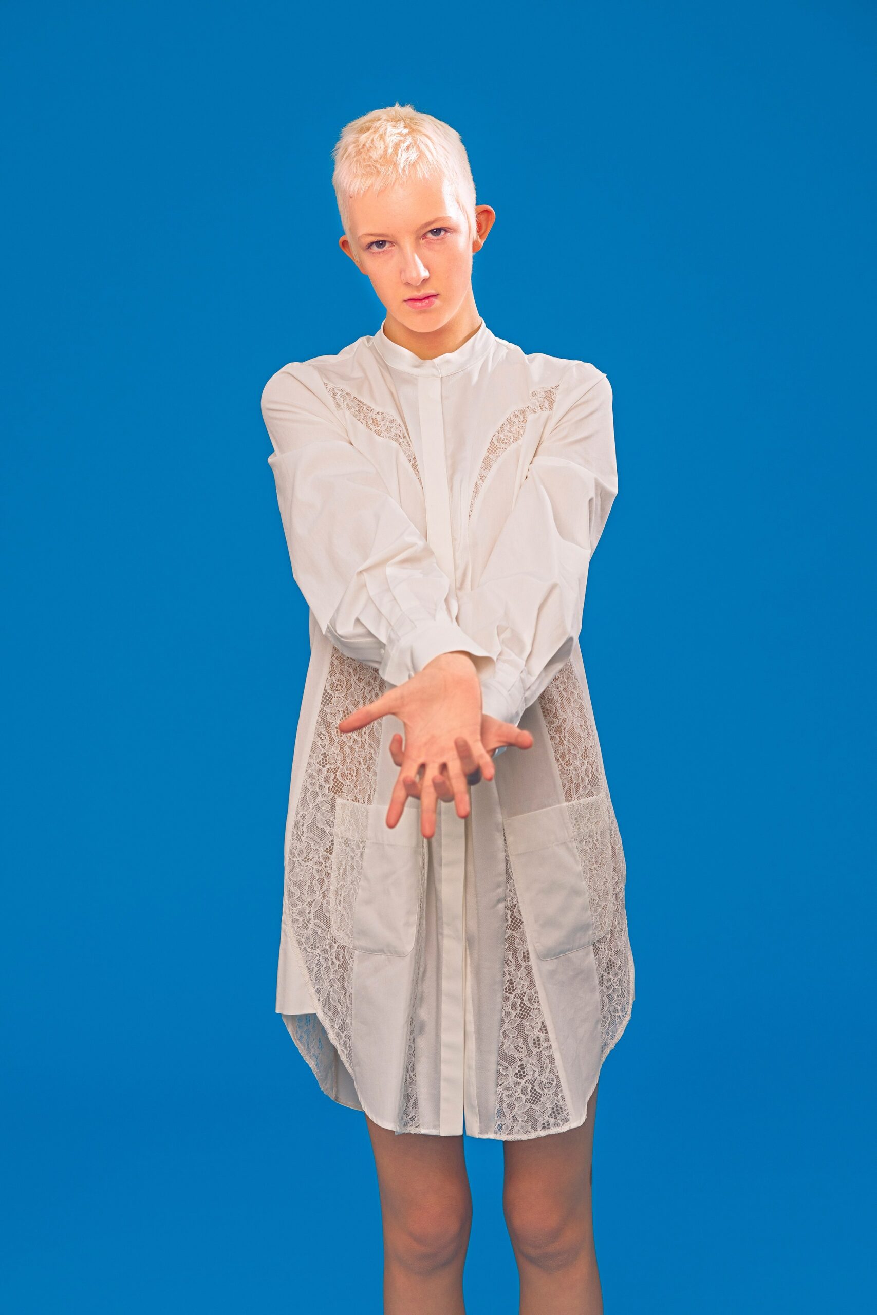 white relaxed shirt-dress