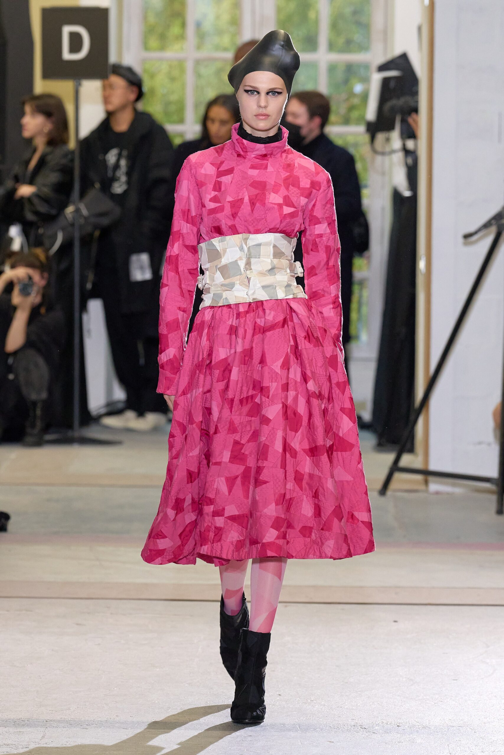 fitted pink silk midi dress