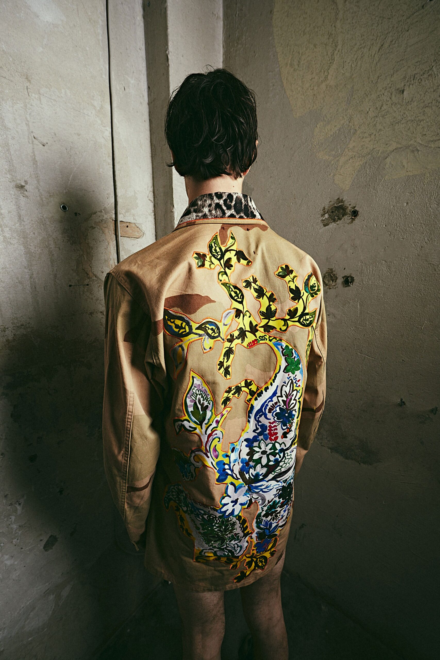 beige embroidered relaxed jacket