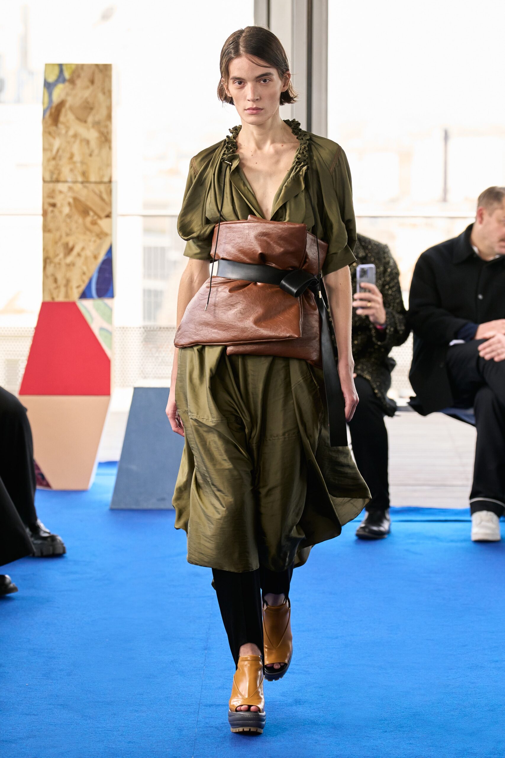 green silk relaxed dress