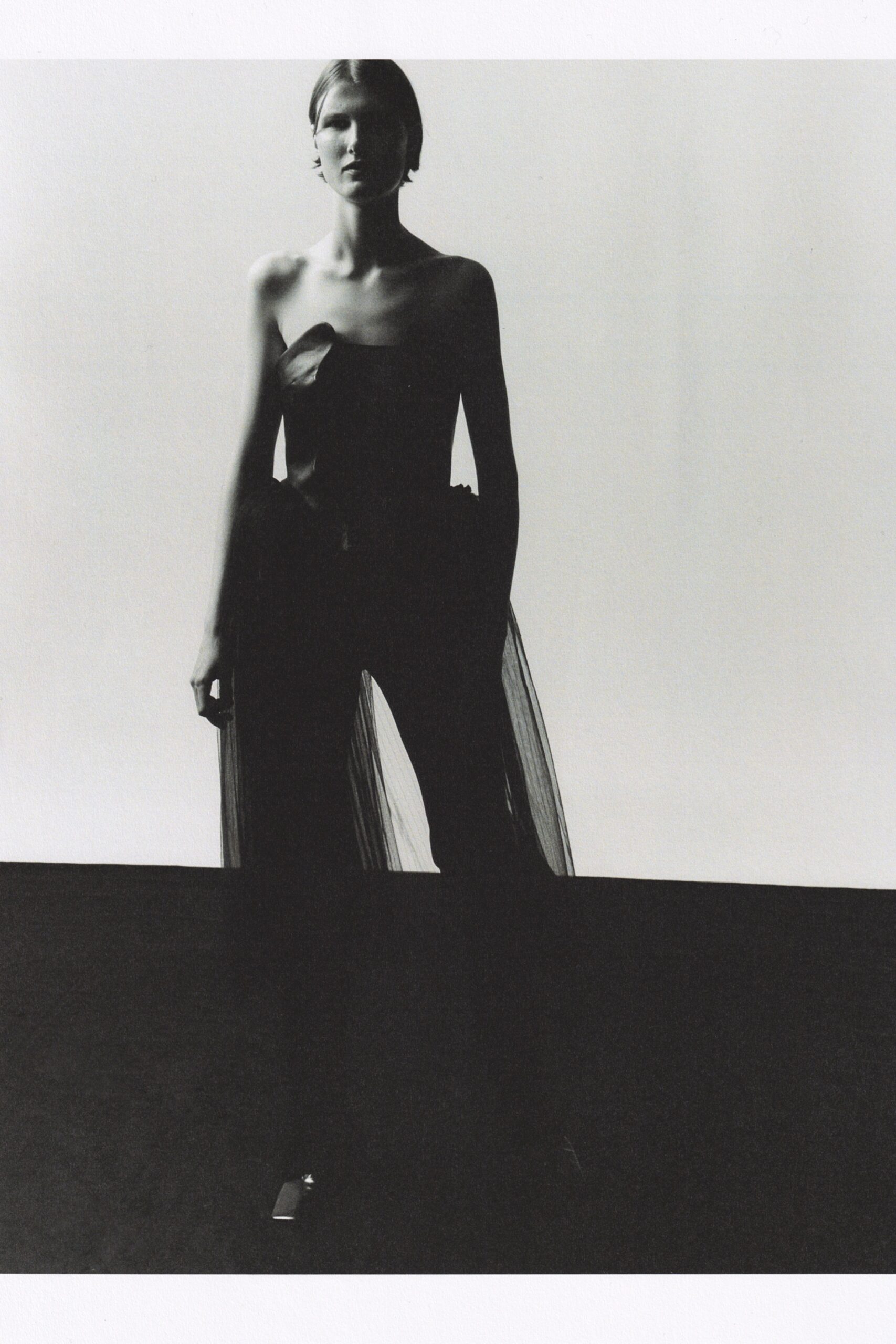 black strapless layered dress